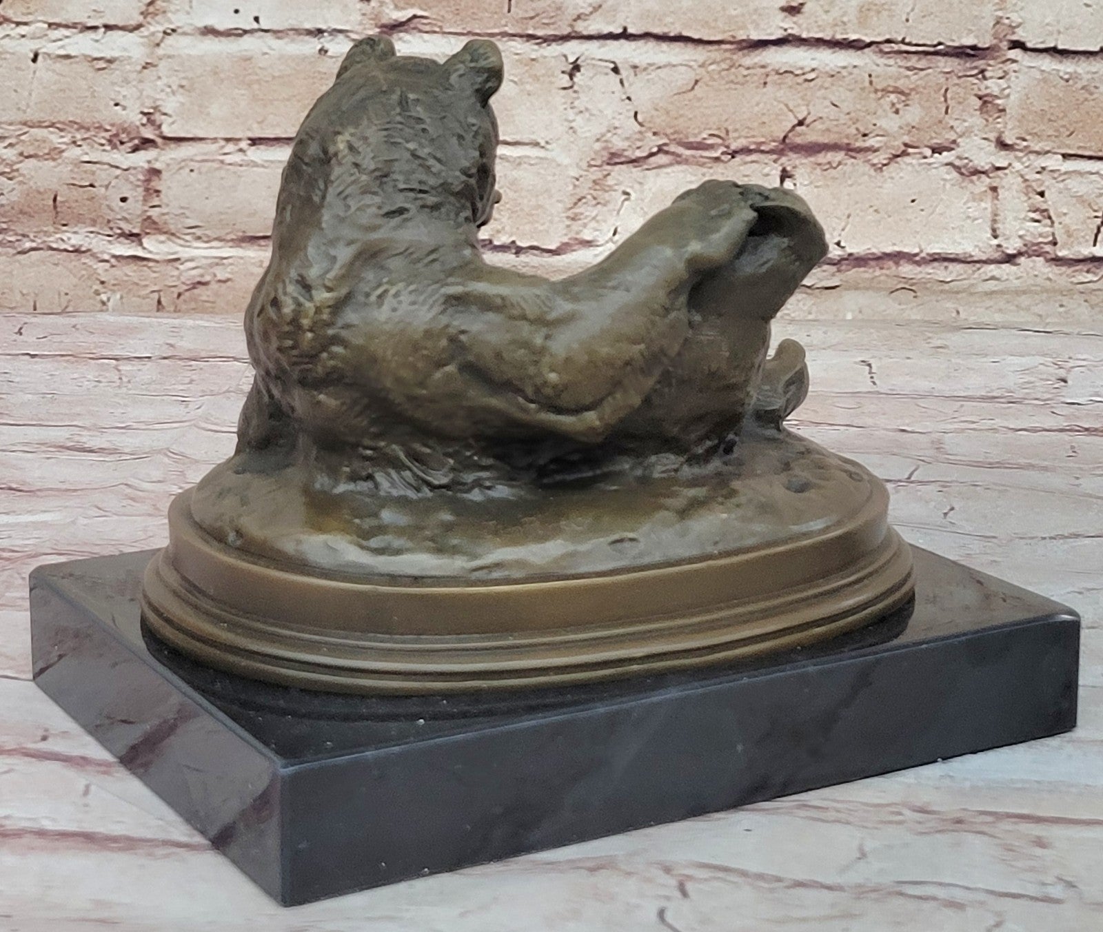 Grizzly Kodiak Black Bear Wildlife Art Cabin Lodge Bronze Marble Figure Decor