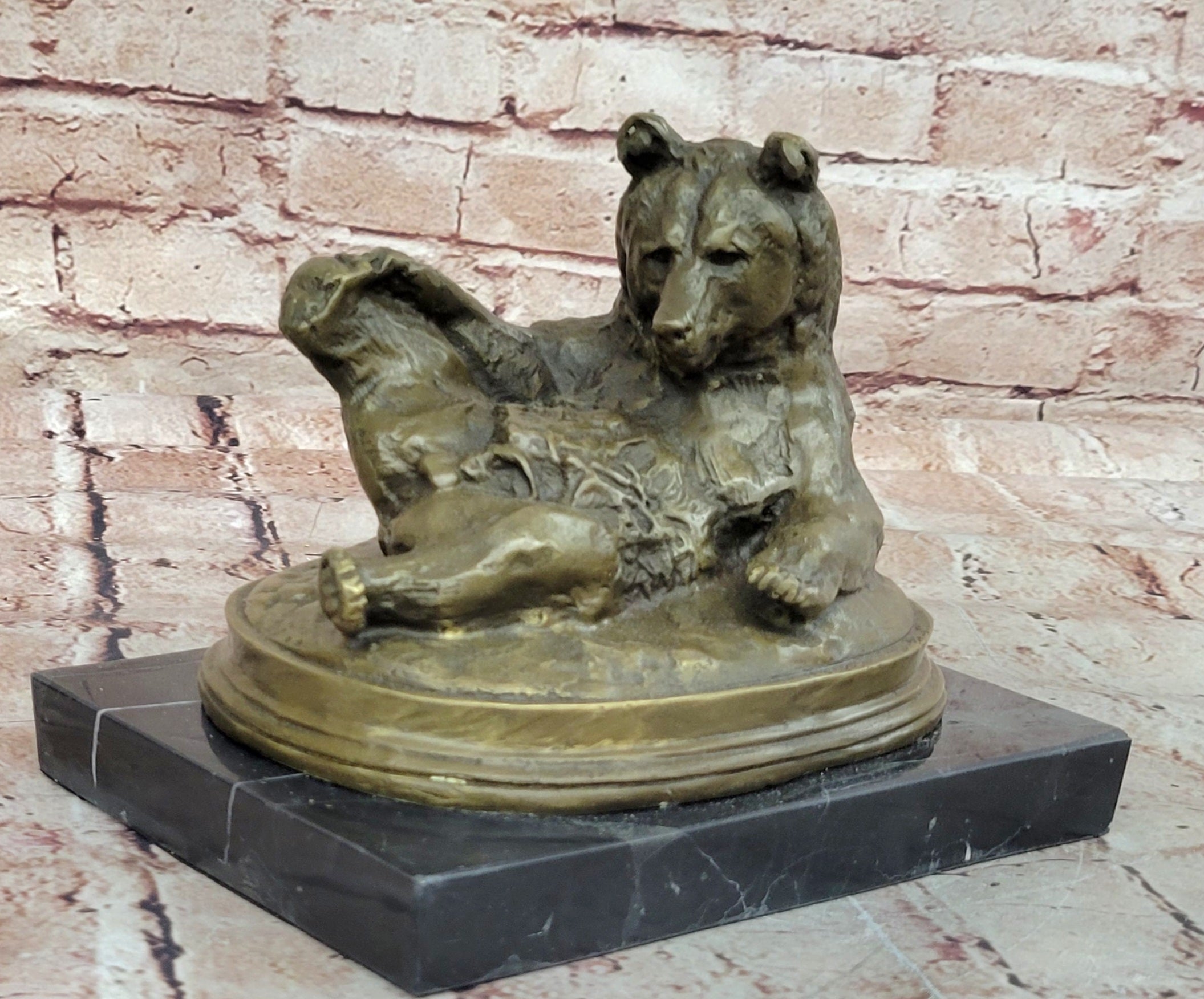 Grizzly Kodiak Black Bear Wildlife Art Cabin Lodge Bronze Marble Figure Decor