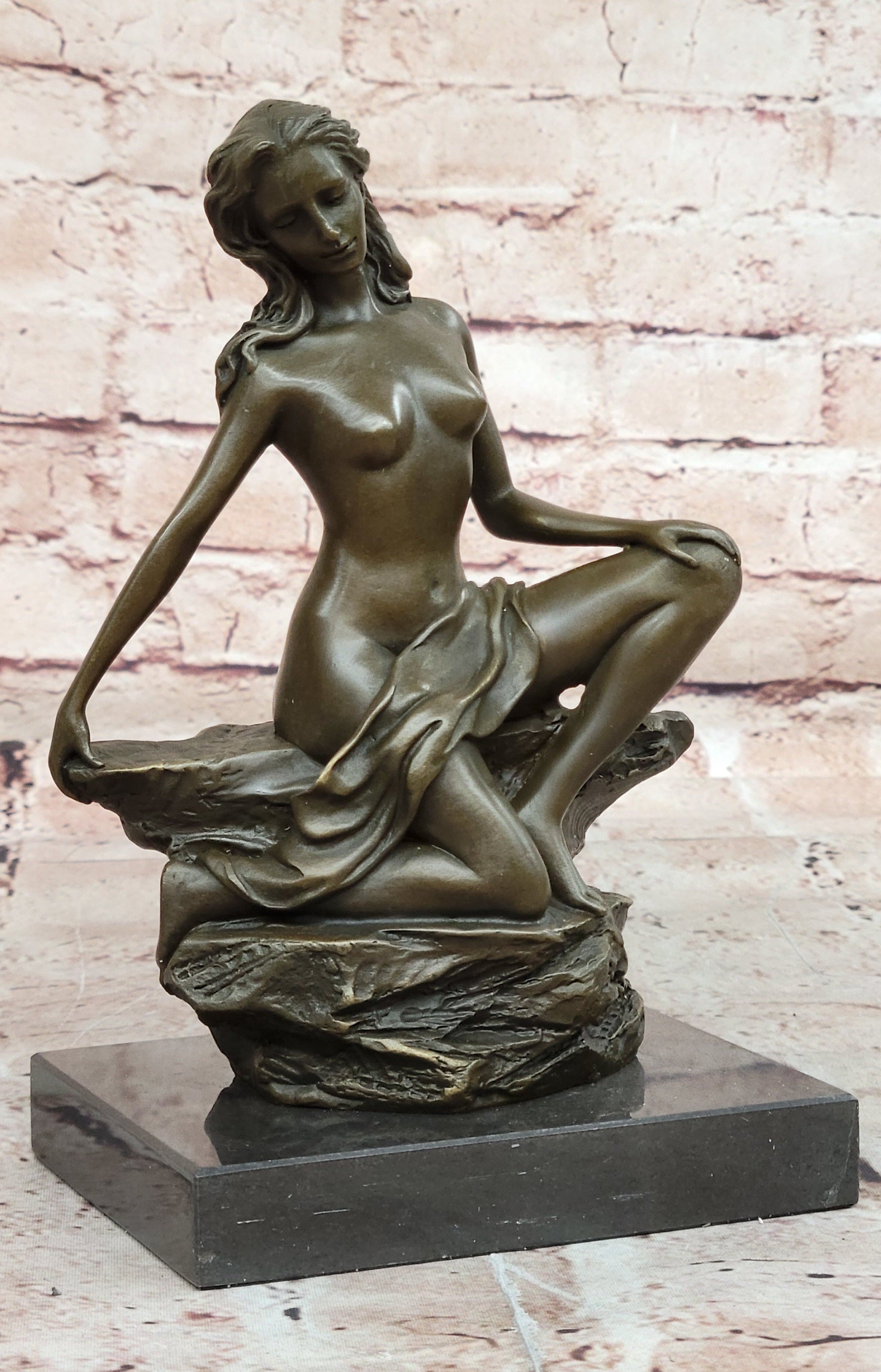 Nude Bronze Female Figurine Statue Naked Sexy Erotic Woman Lady Sculpture Figure
