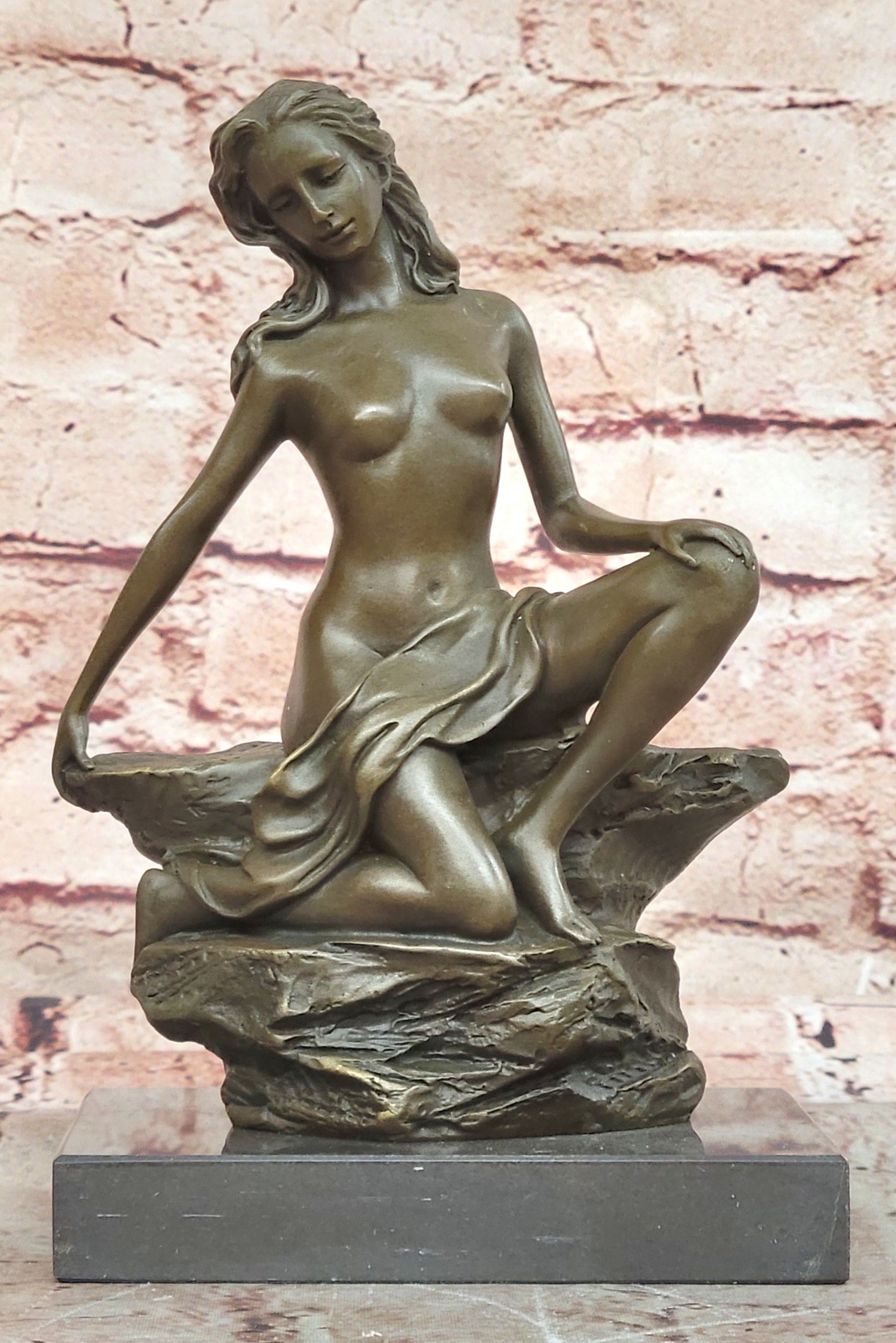 Nude Bronze Female Figurine Statue Naked Sexy Erotic Woman Lady Sculpture Figure
