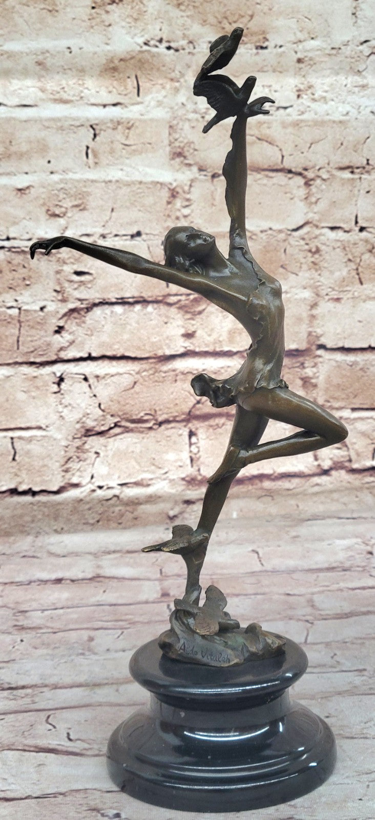 Bronze Sculpture by Italian Artist Aldo Vitaleh Dancer Ballerina Home Office