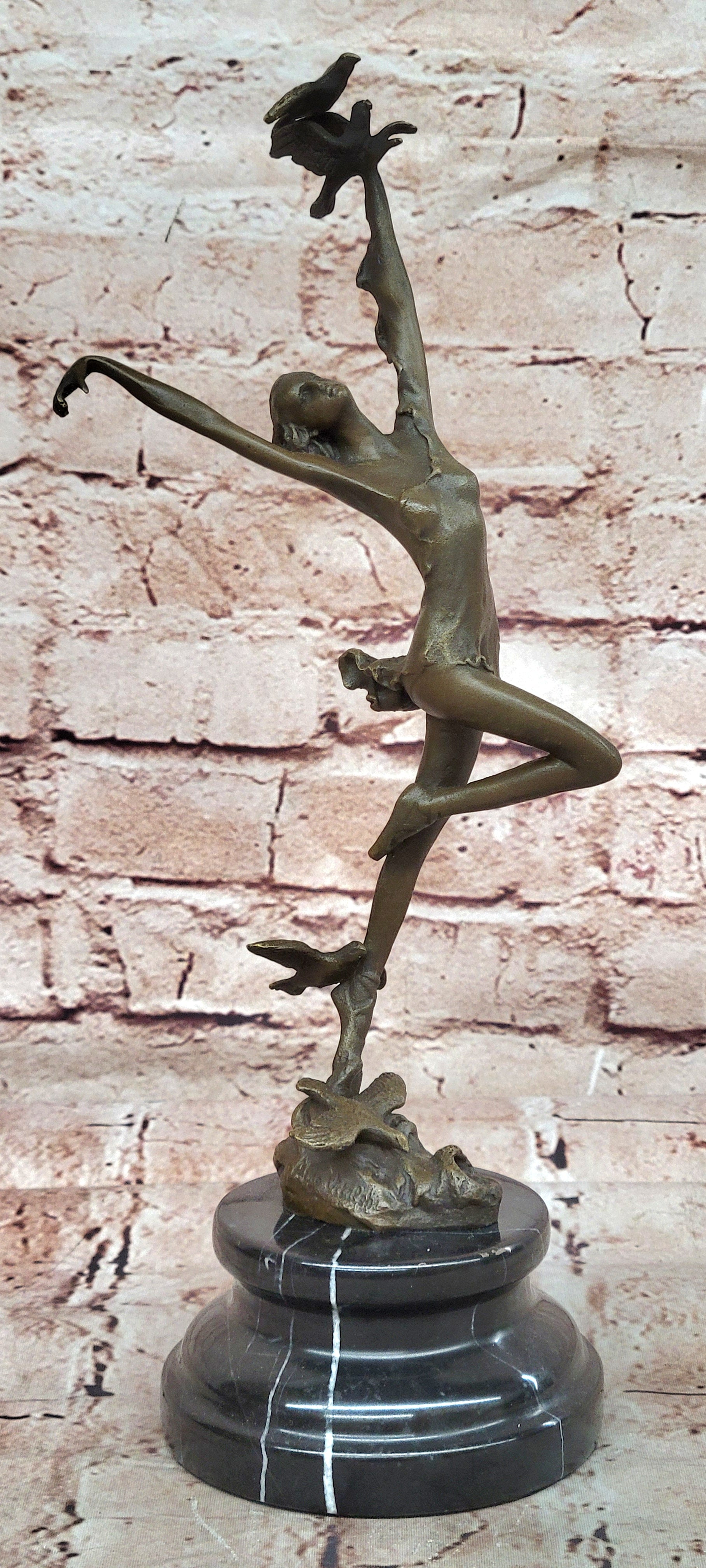 Bronze Sculpture by Italian Artist Aldo Vitaleh Dancer Ballerina Home Office