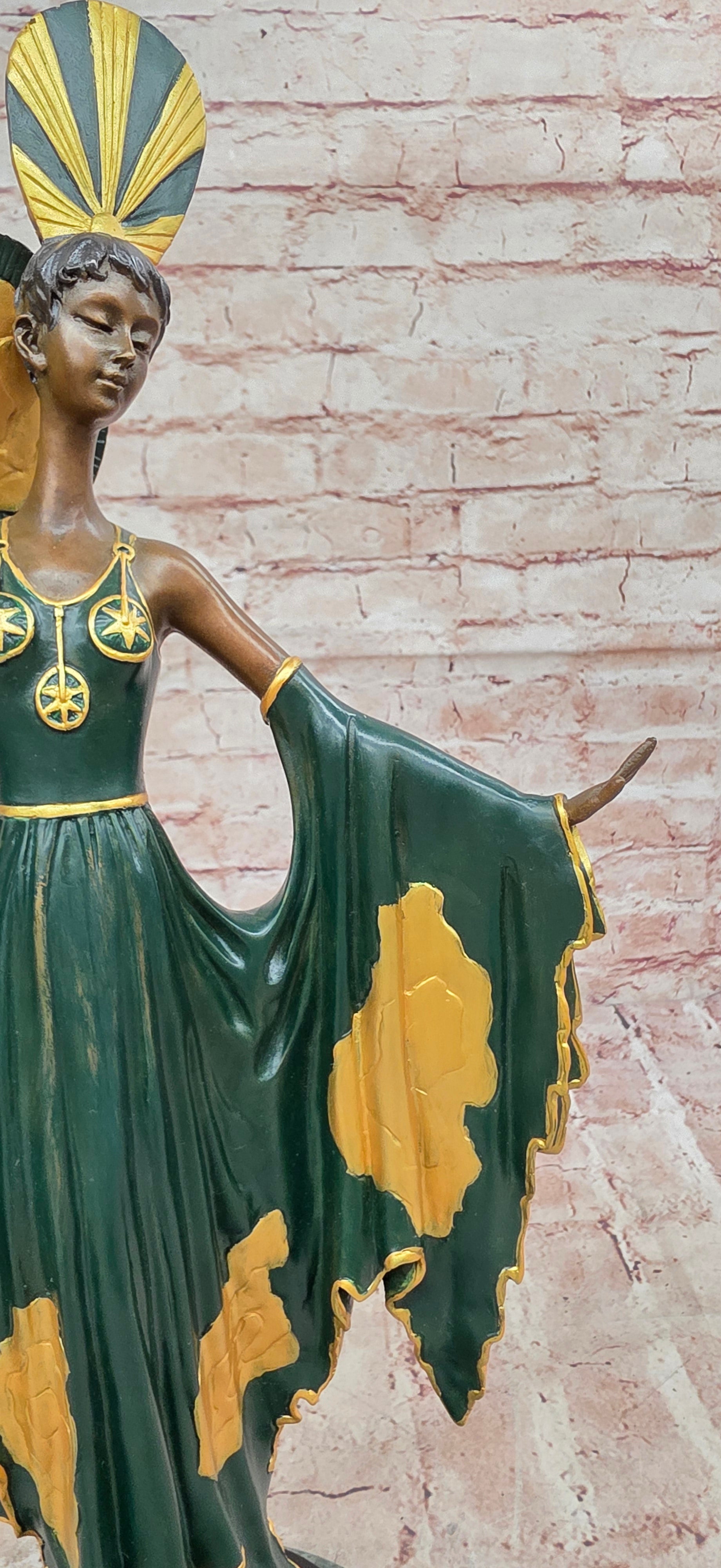 Signed Fashion Runway Designer Bronze Sculpture Art Nouveau Home Decor Figurine