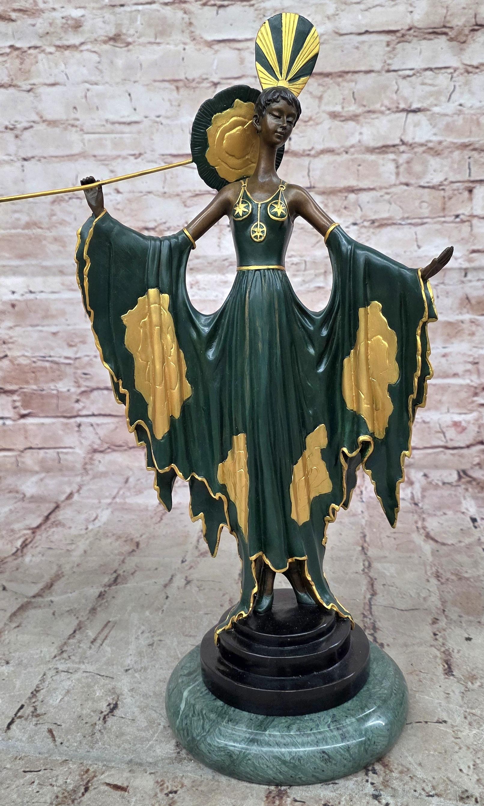 Signed Fashion Runway Designer Bronze Sculpture Art Nouveau Home Decor Figurine