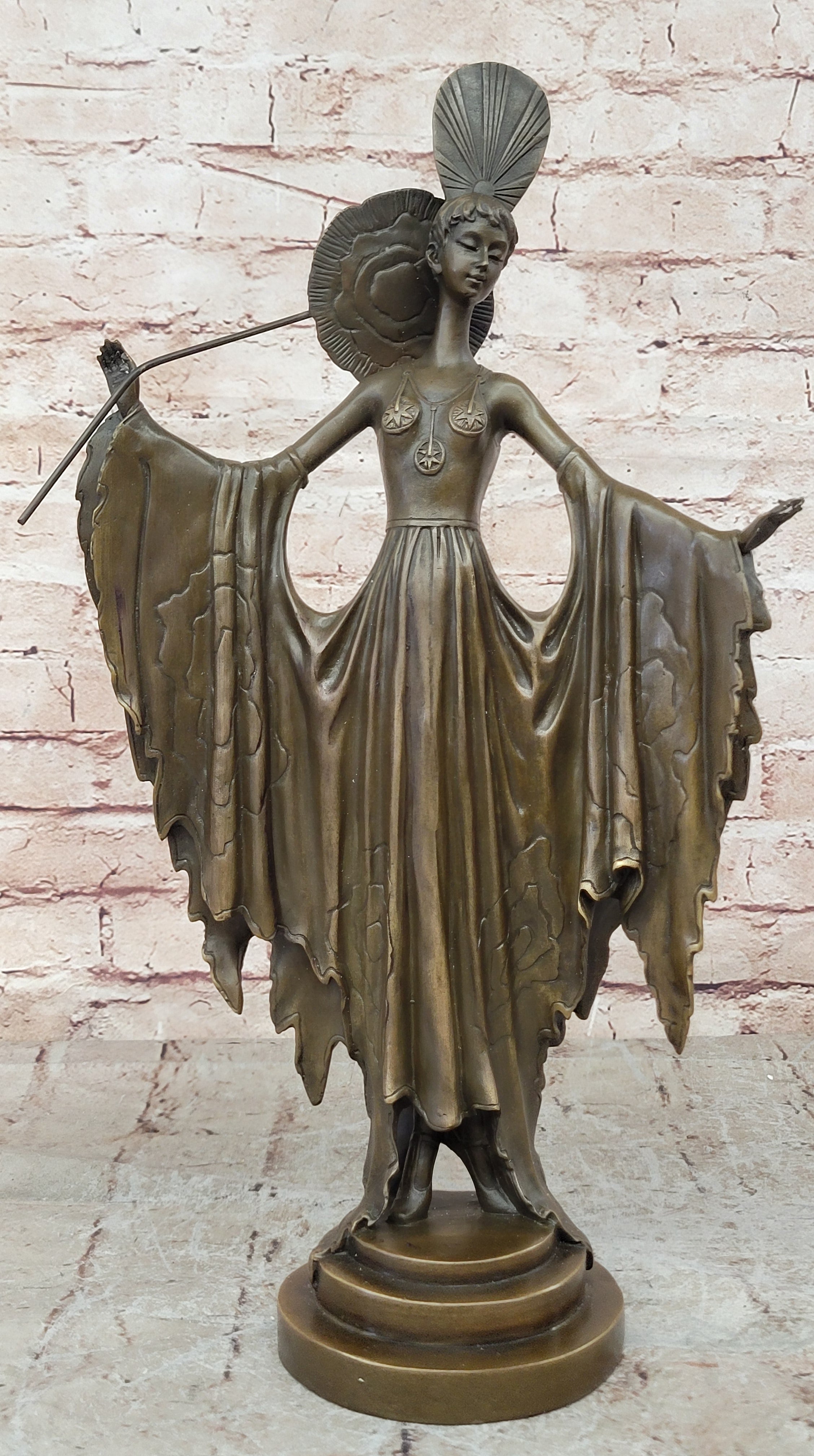 Handmade Julius Erte Bronze Lady - Art Deco Sculpture Hot Cast Lost Wax Method