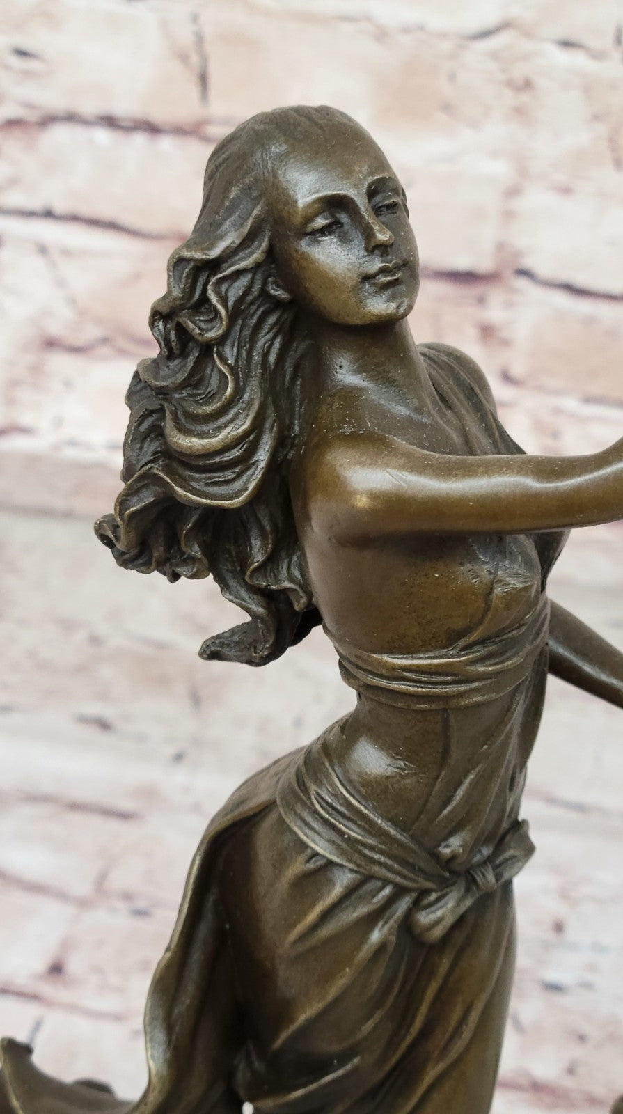 Original Justice Lady Bronze Marble Statue Nude Female by Milo Figurine Figure