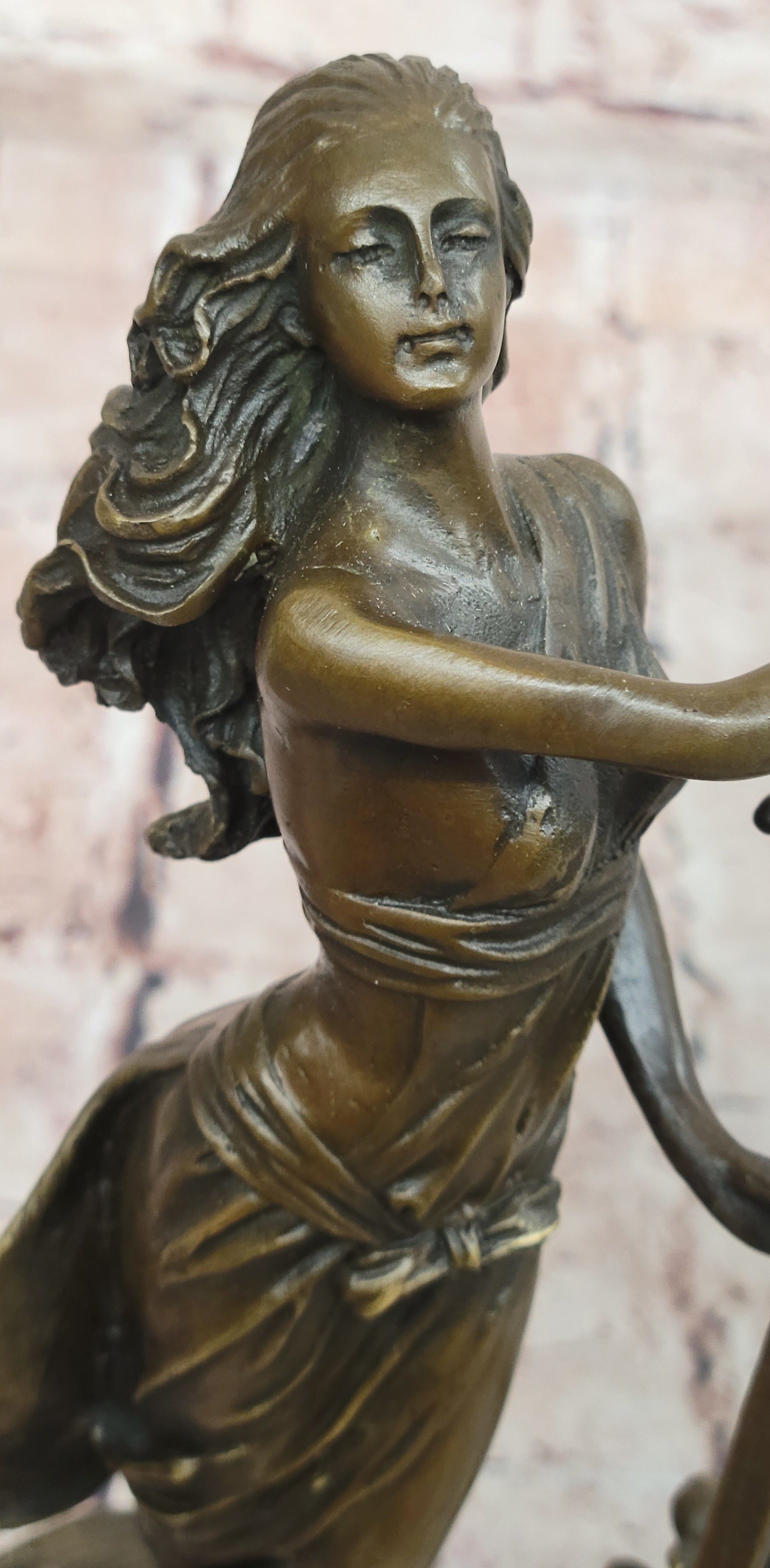 Original Justice Lady Bronze Marble Statue Nude Female by Milo Figurine Figure