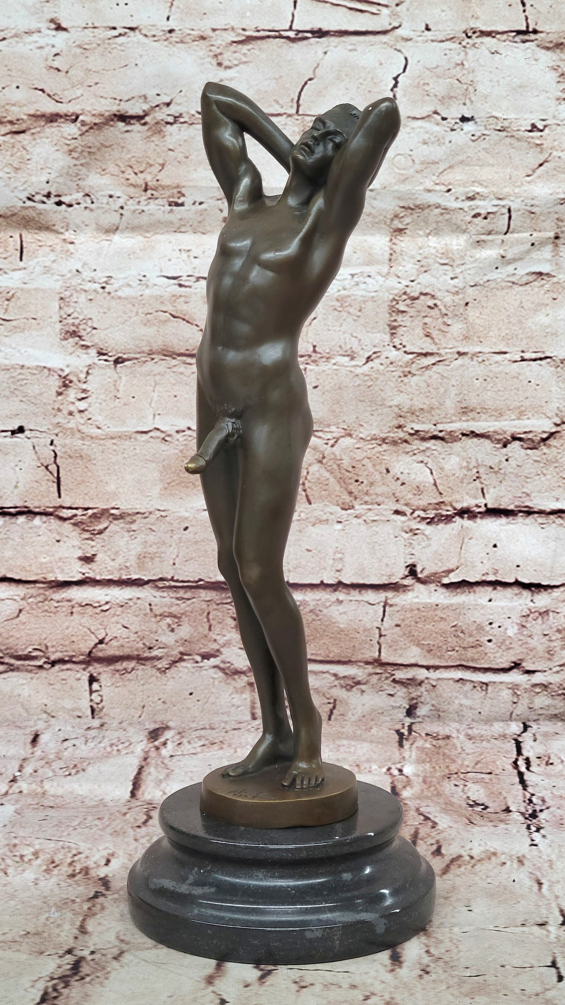 Handmade Nude Male Bronze Statue – Bold Gay Art Sculpture by Nick for Modern Décor