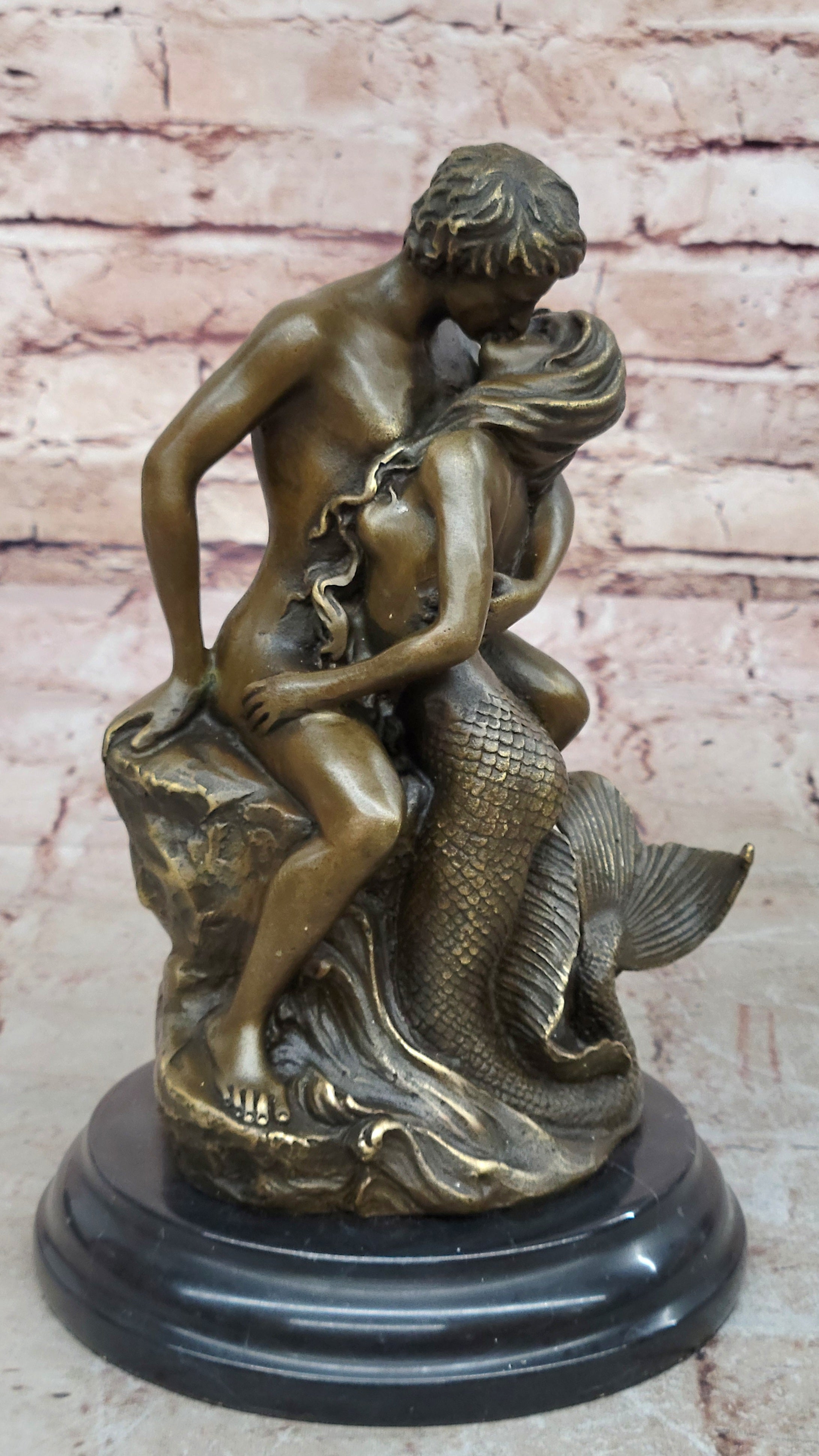 Rare Original Aldo Vitaleh Bronze Sculpture Mermaid Collectible Nude Statue Gift