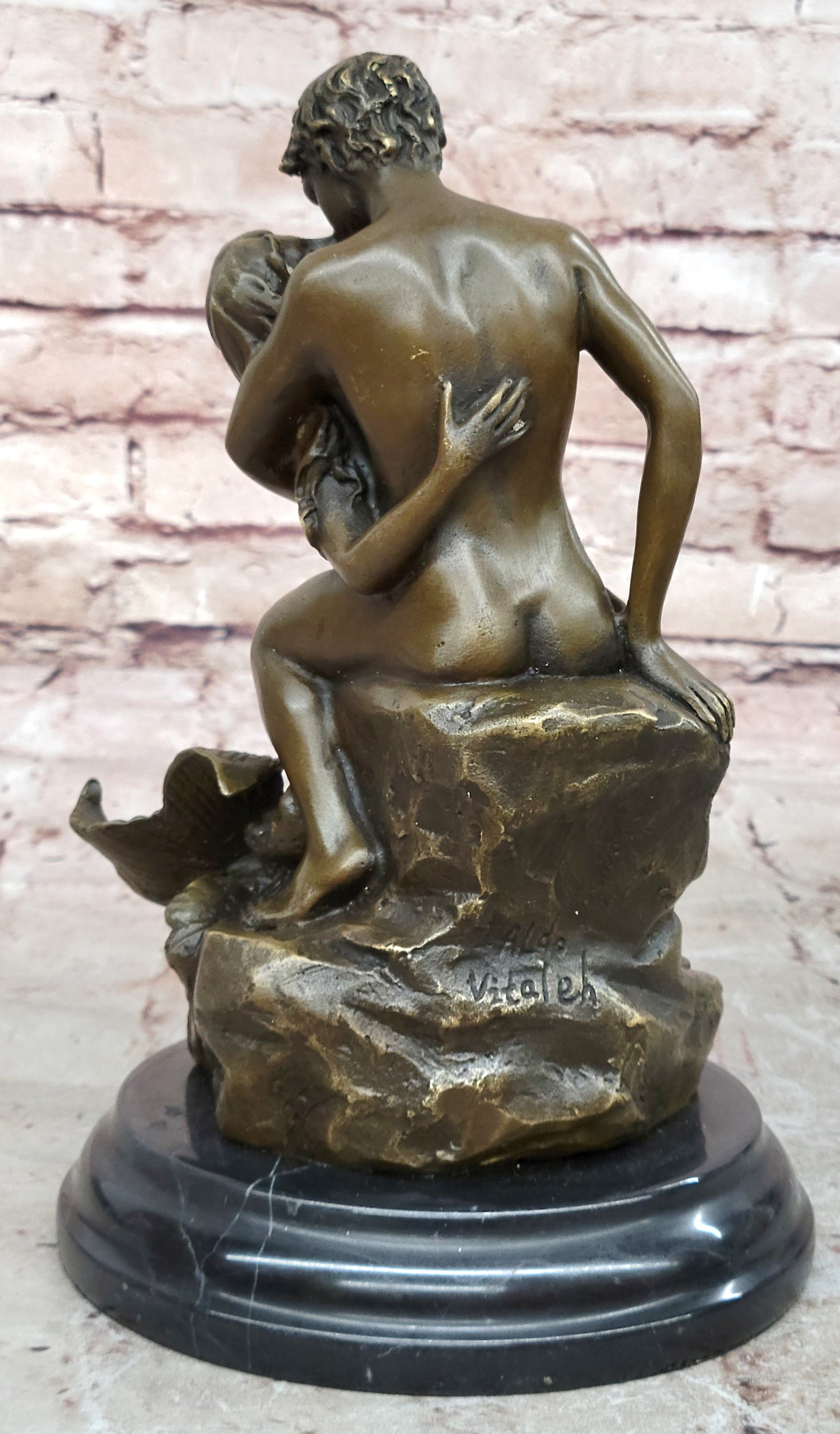 Rare Original Aldo Vitaleh Bronze Sculpture Mermaid Collectible Nude Statue Gift