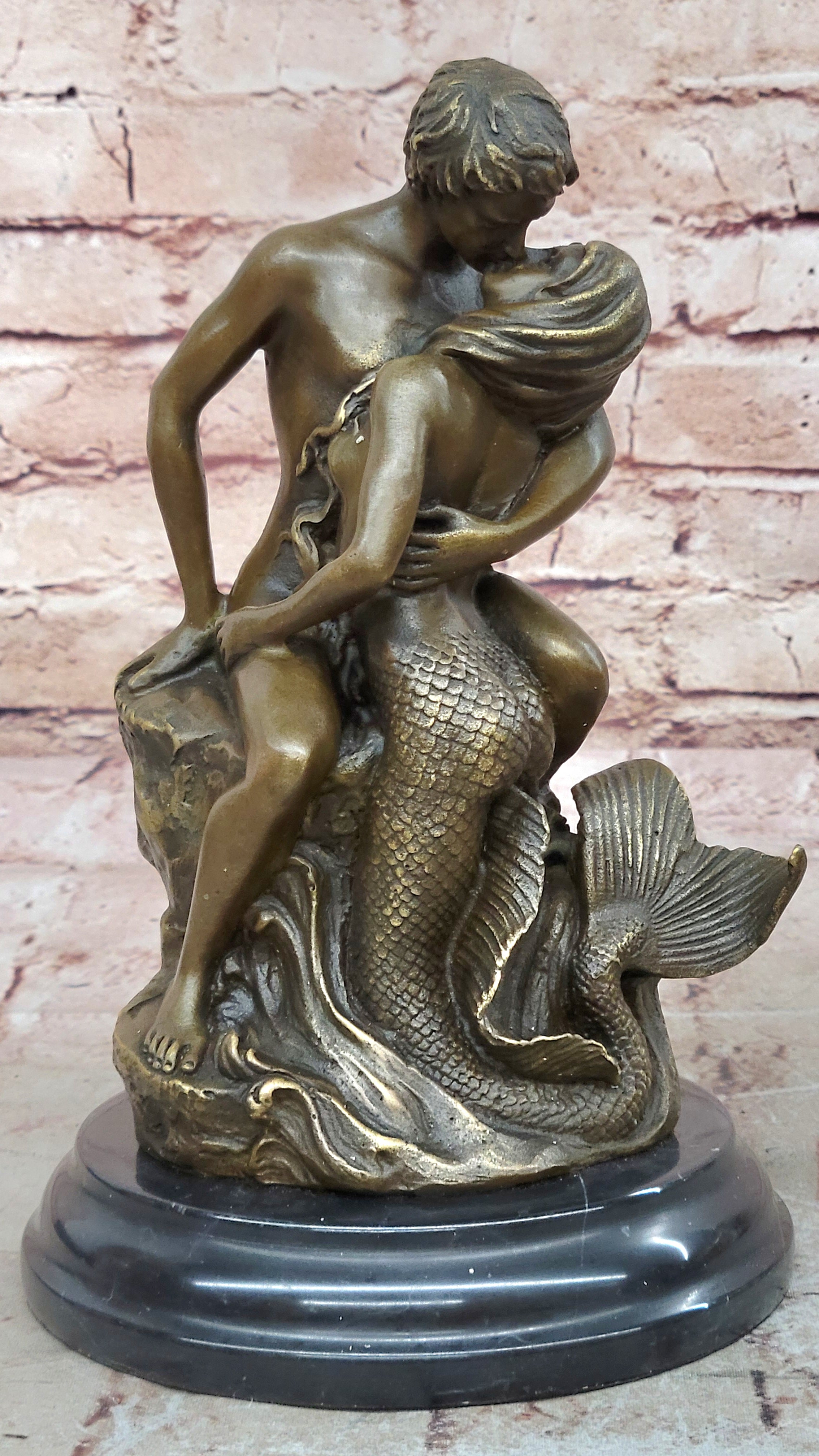 Rare Original Aldo Vitaleh Bronze Sculpture Mermaid Collectible Nude Statue Gift