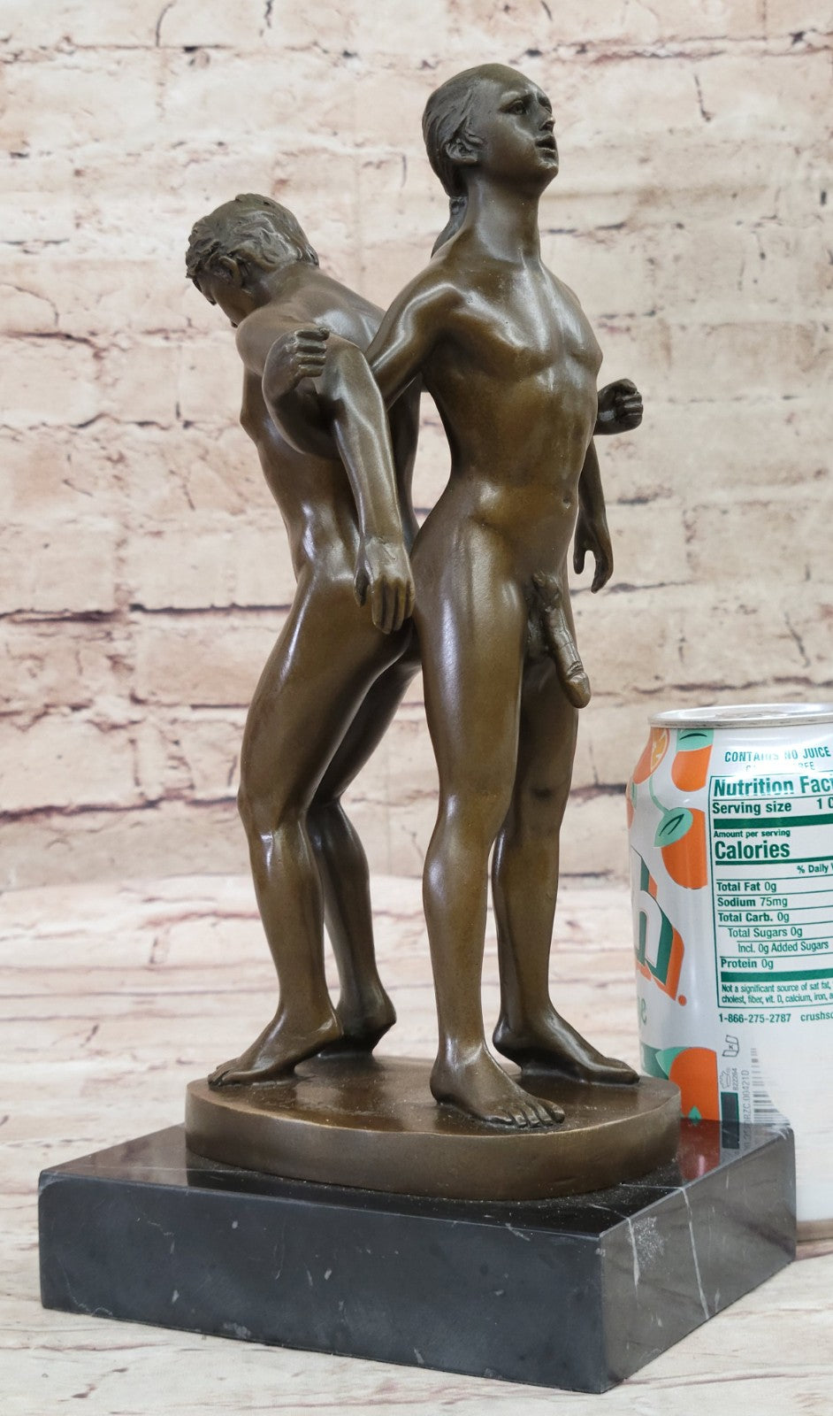 Playful Nude Gay Men Bronze Statue Sculpture Erotic Art Signed Original