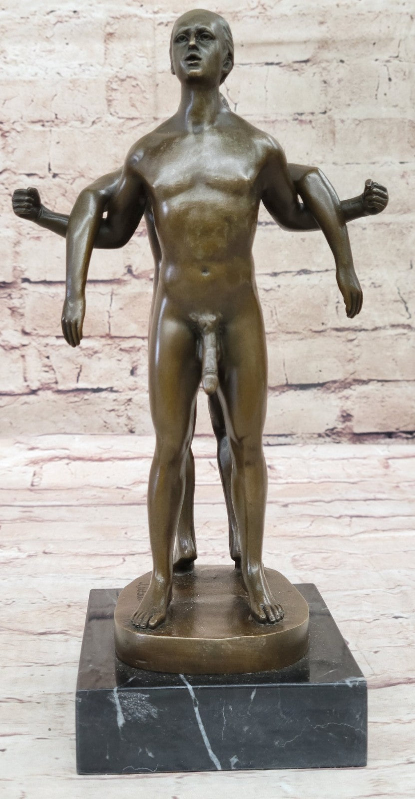 Playful Nude Gay Men Bronze Statue Sculpture Erotic Art Signed Original