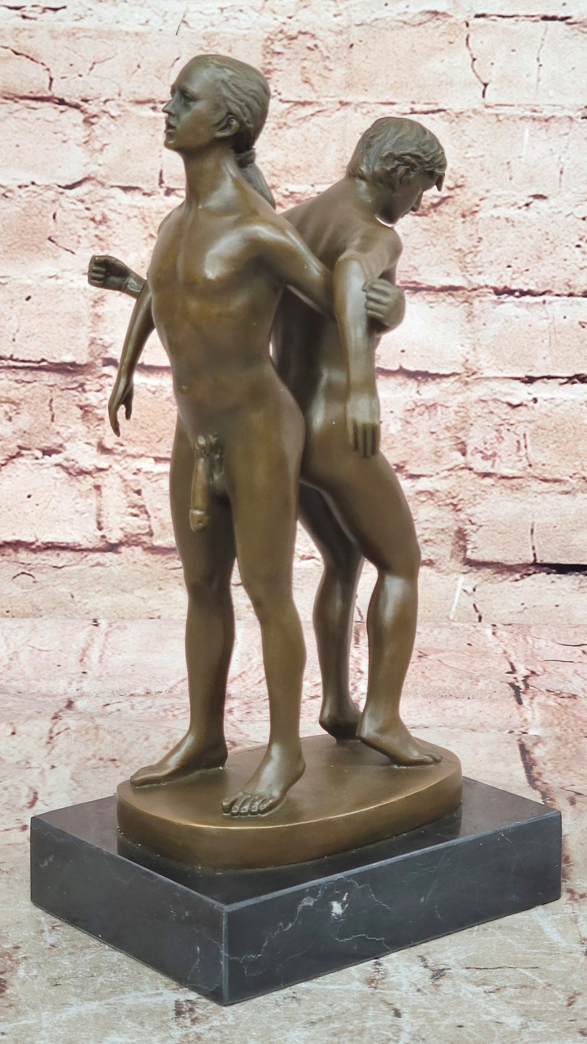 Playful Nude Gay Men Bronze Statue Sculpture Erotic Art Signed Original