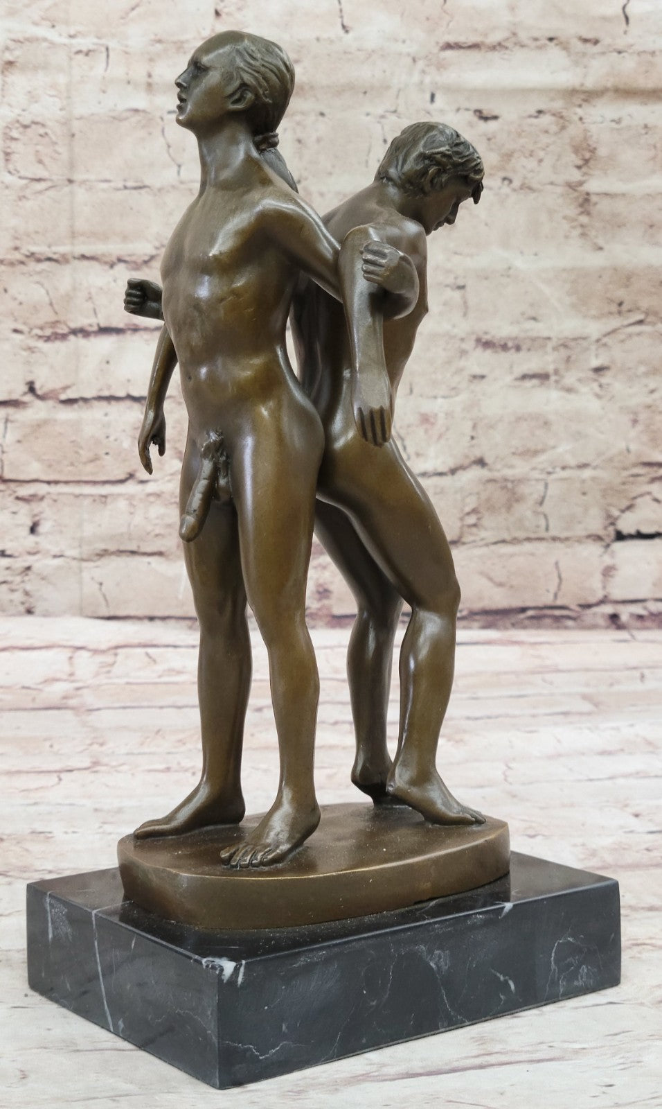 Playful Nude Gay Men Bronze Statue Sculpture Erotic Art Signed Original