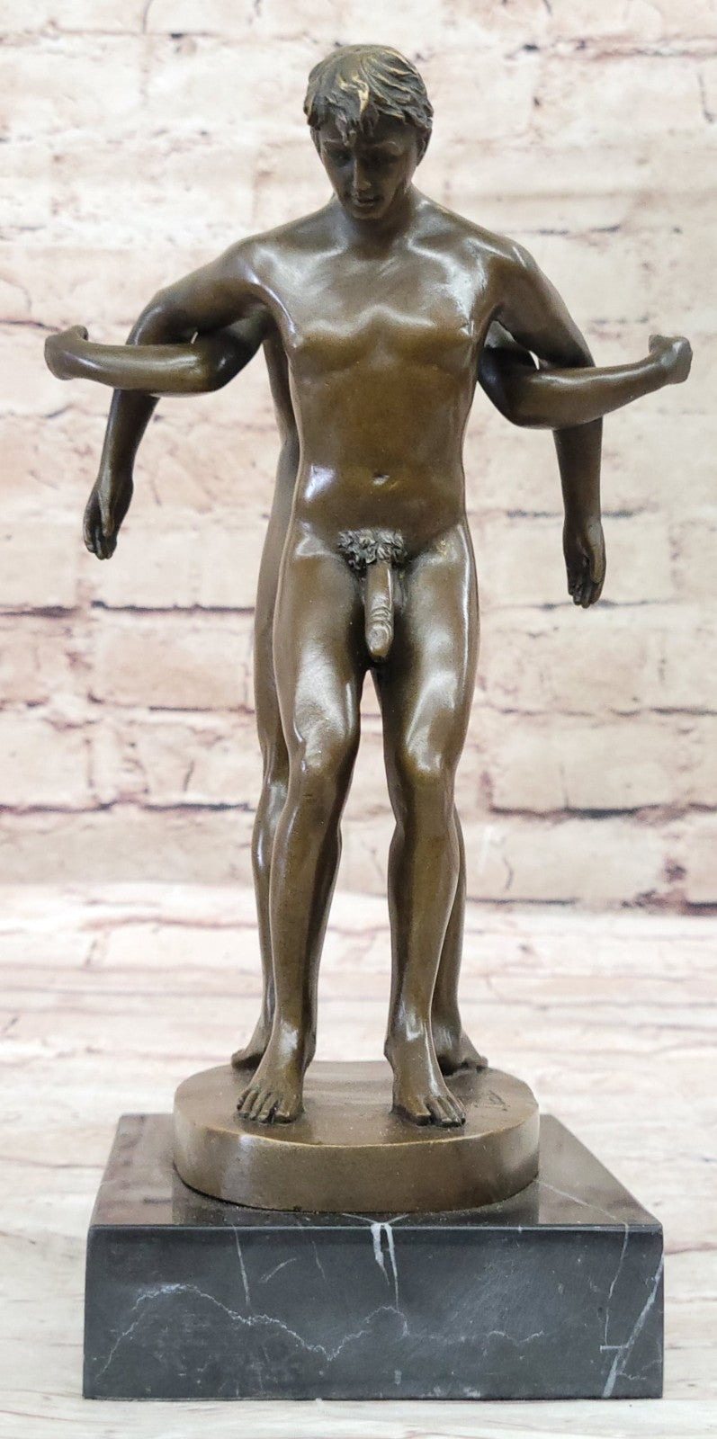 Playful Nude Gay Men Bronze Statue Sculpture Erotic Art Signed Original