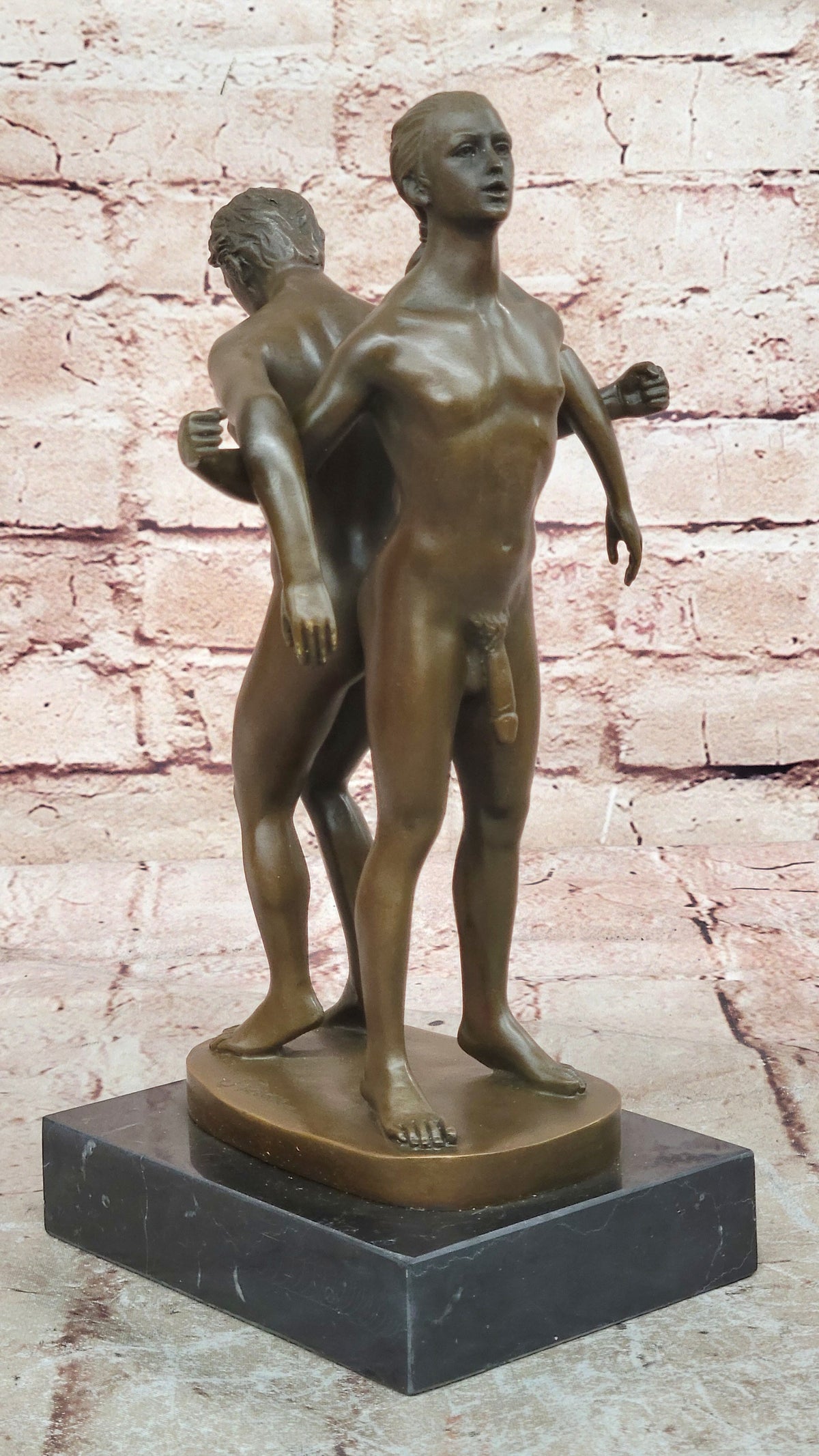 Playful Nude Gay Men Bronze Statue Sculpture Erotic Art Signed Original