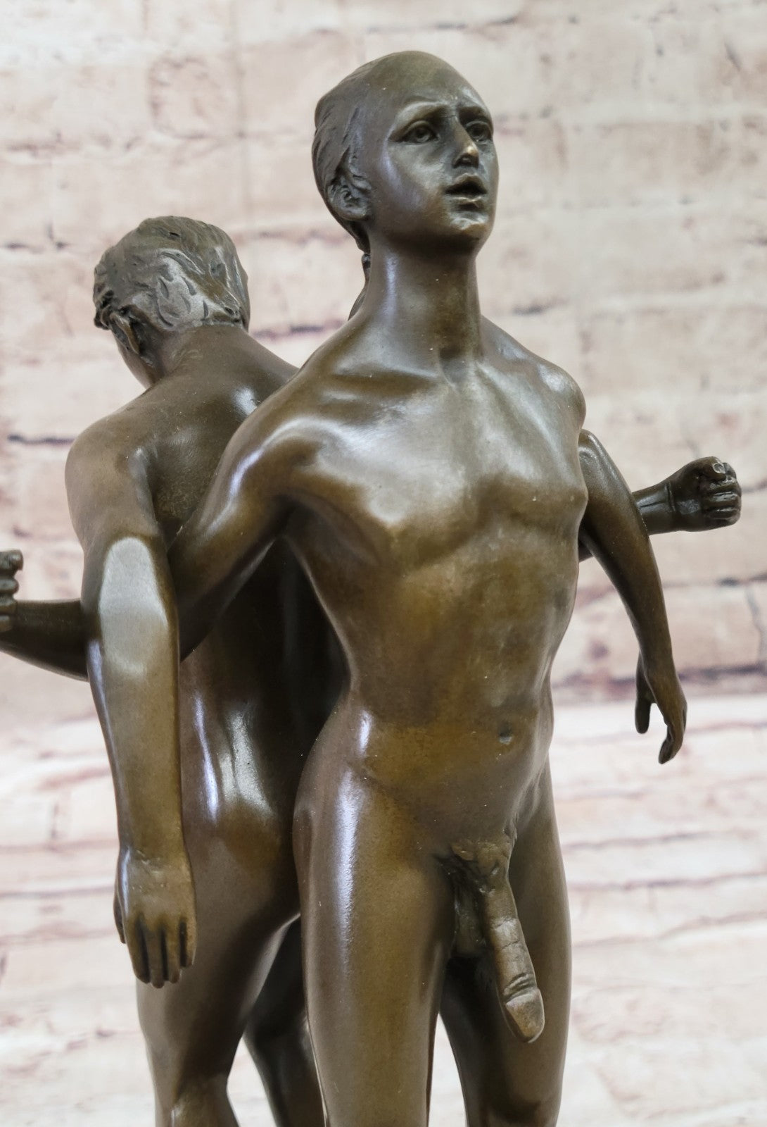 Playful Nude Gay Men Bronze Statue Sculpture Erotic Art Signed Original