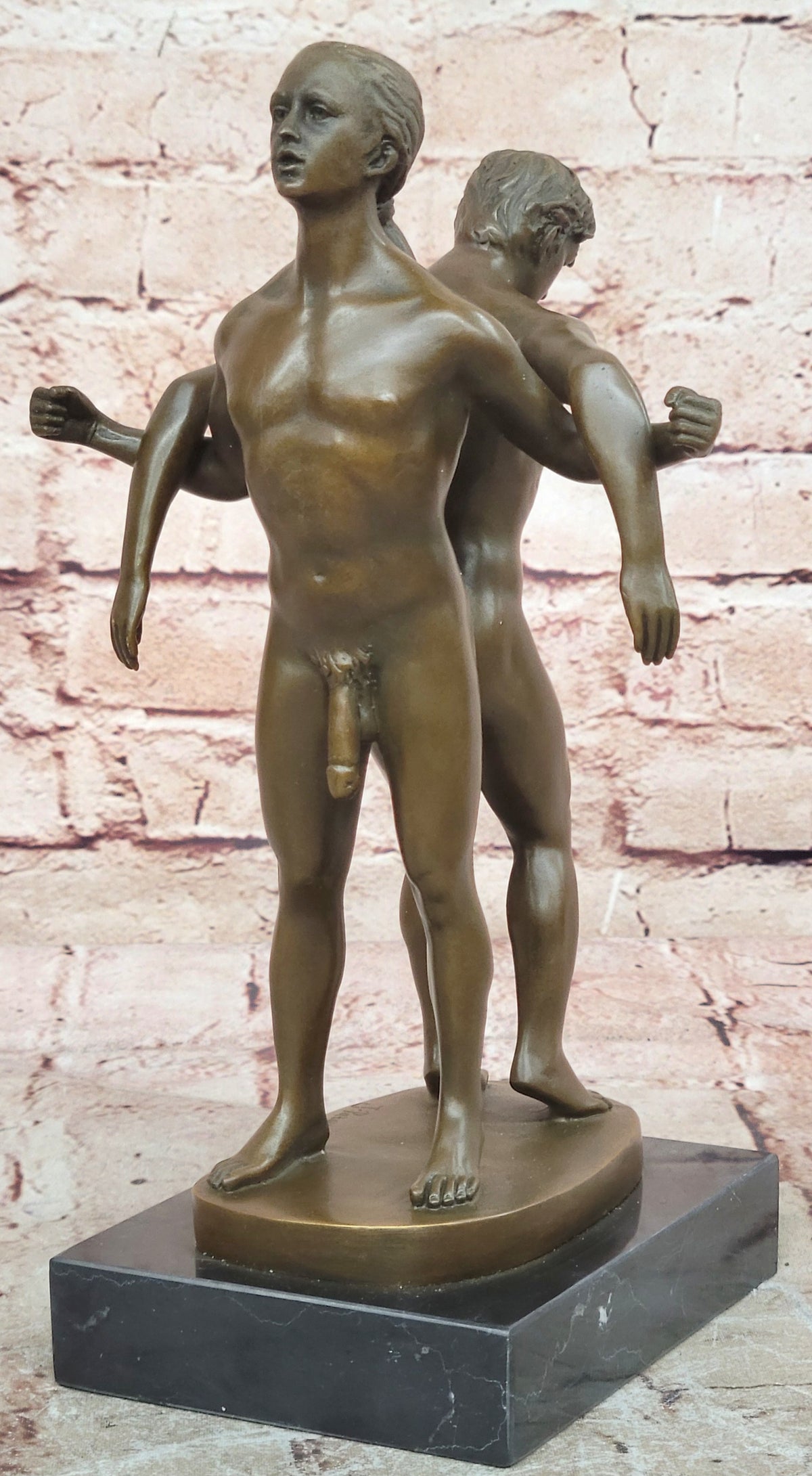 Playful Nude Gay Men Bronze Statue Sculpture Erotic Art Signed Original