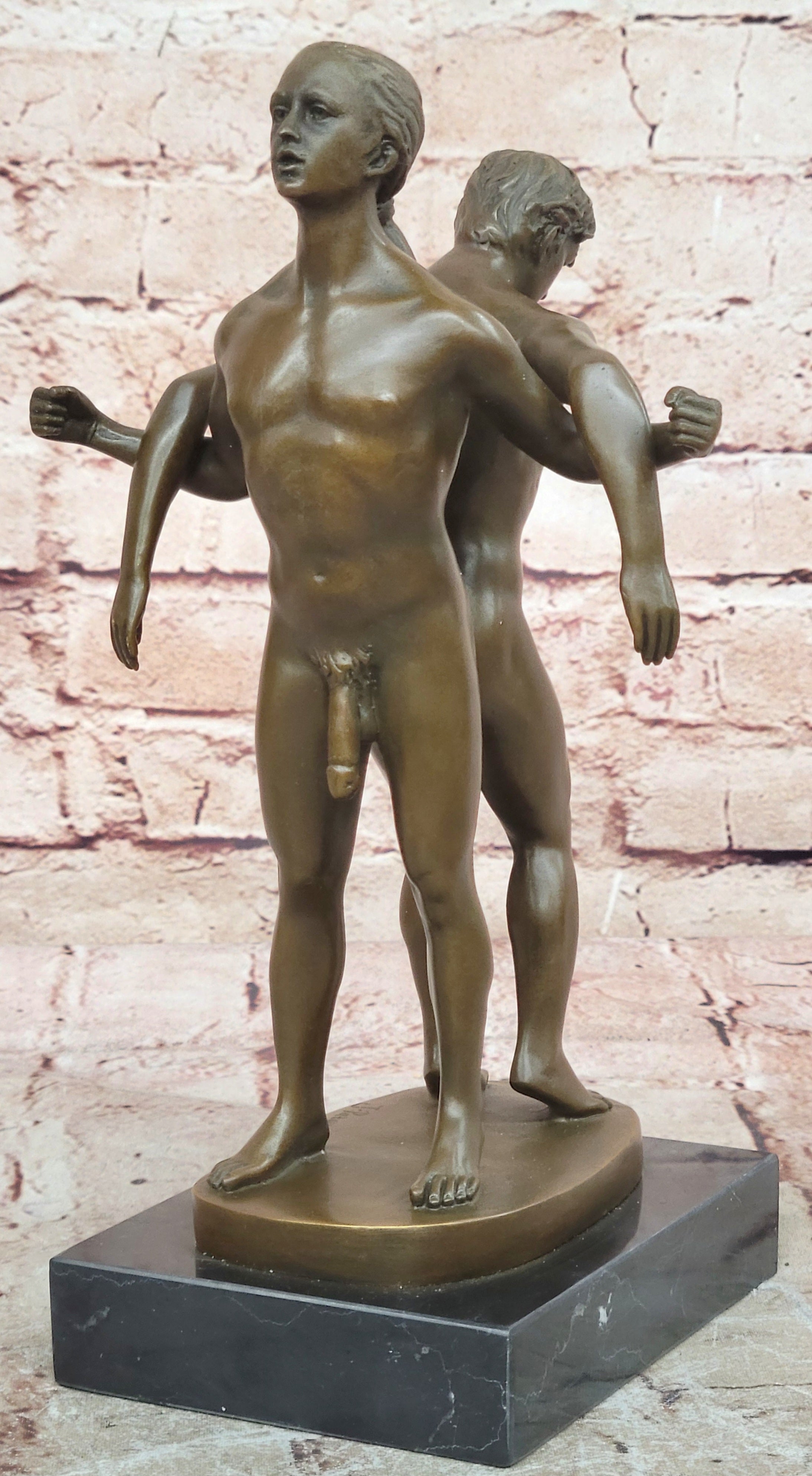 Playful Nude Gay Men Bronze Statue Sculpture Erotic Art Signed Original