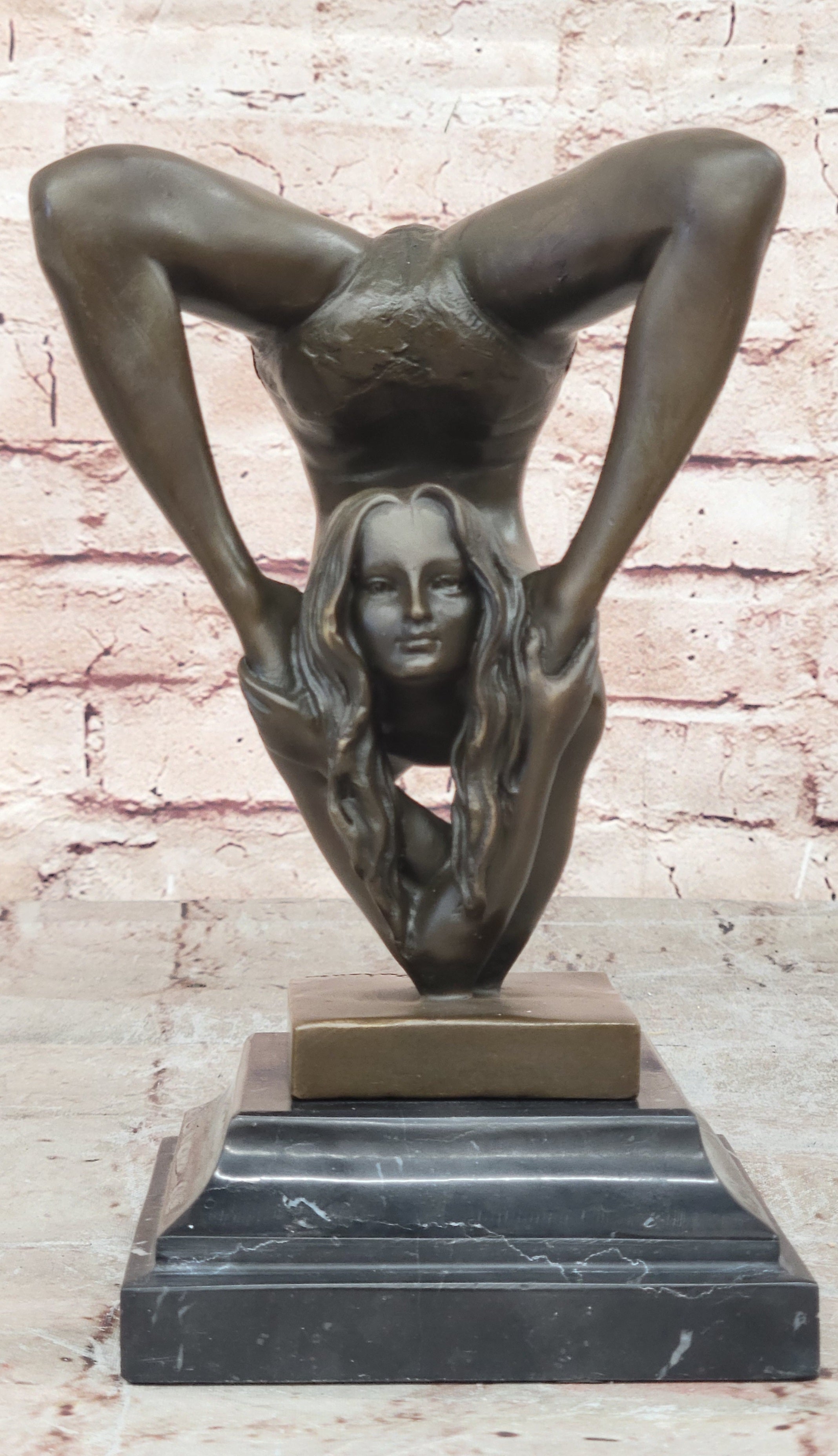 Handcrafted bronze sculpture SALE Agil Female Acrobat Nude Semi Original Signed