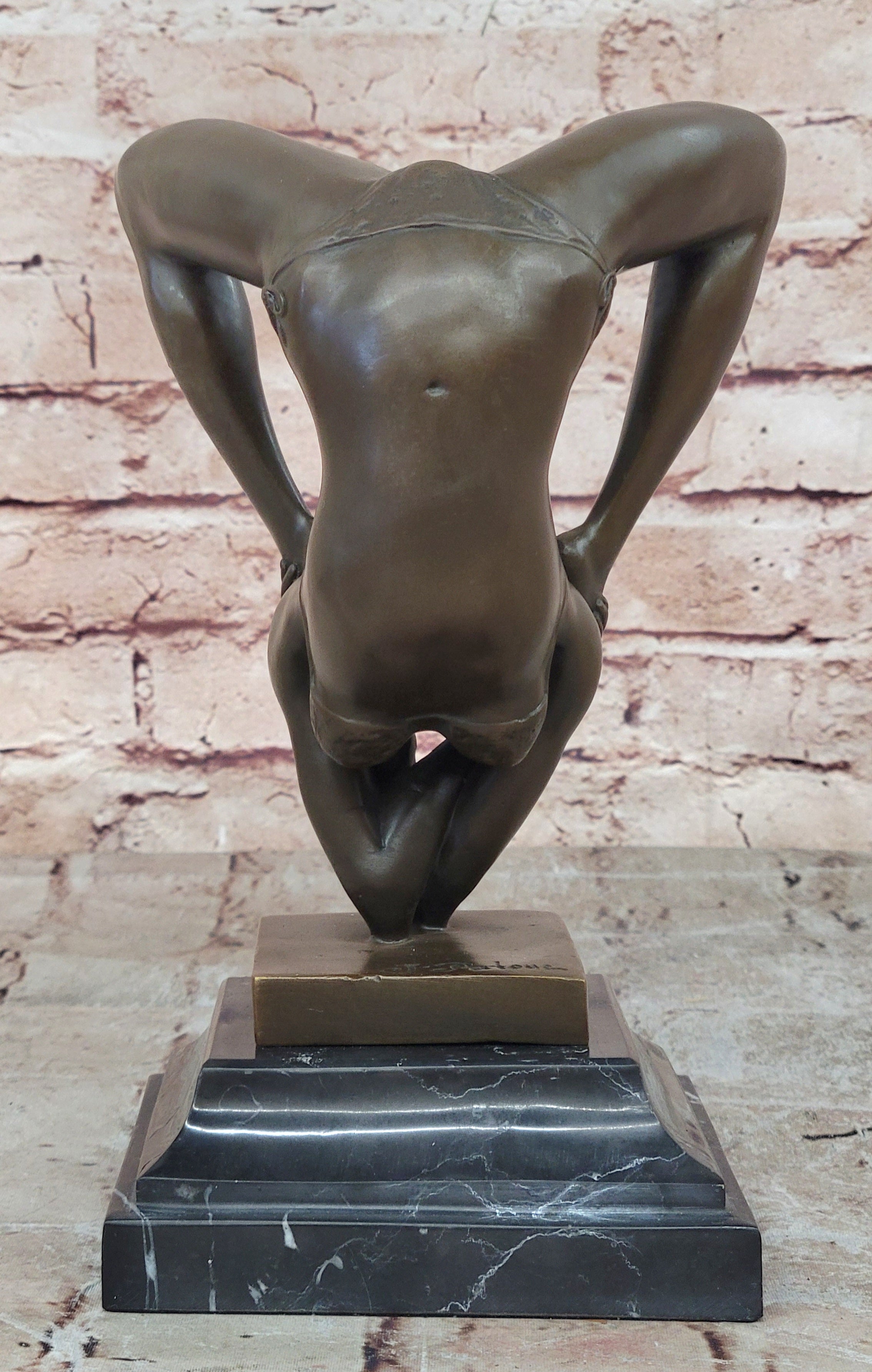 Handcrafted bronze sculpture SALE Agil Female Acrobat Nude Semi Original Signed
