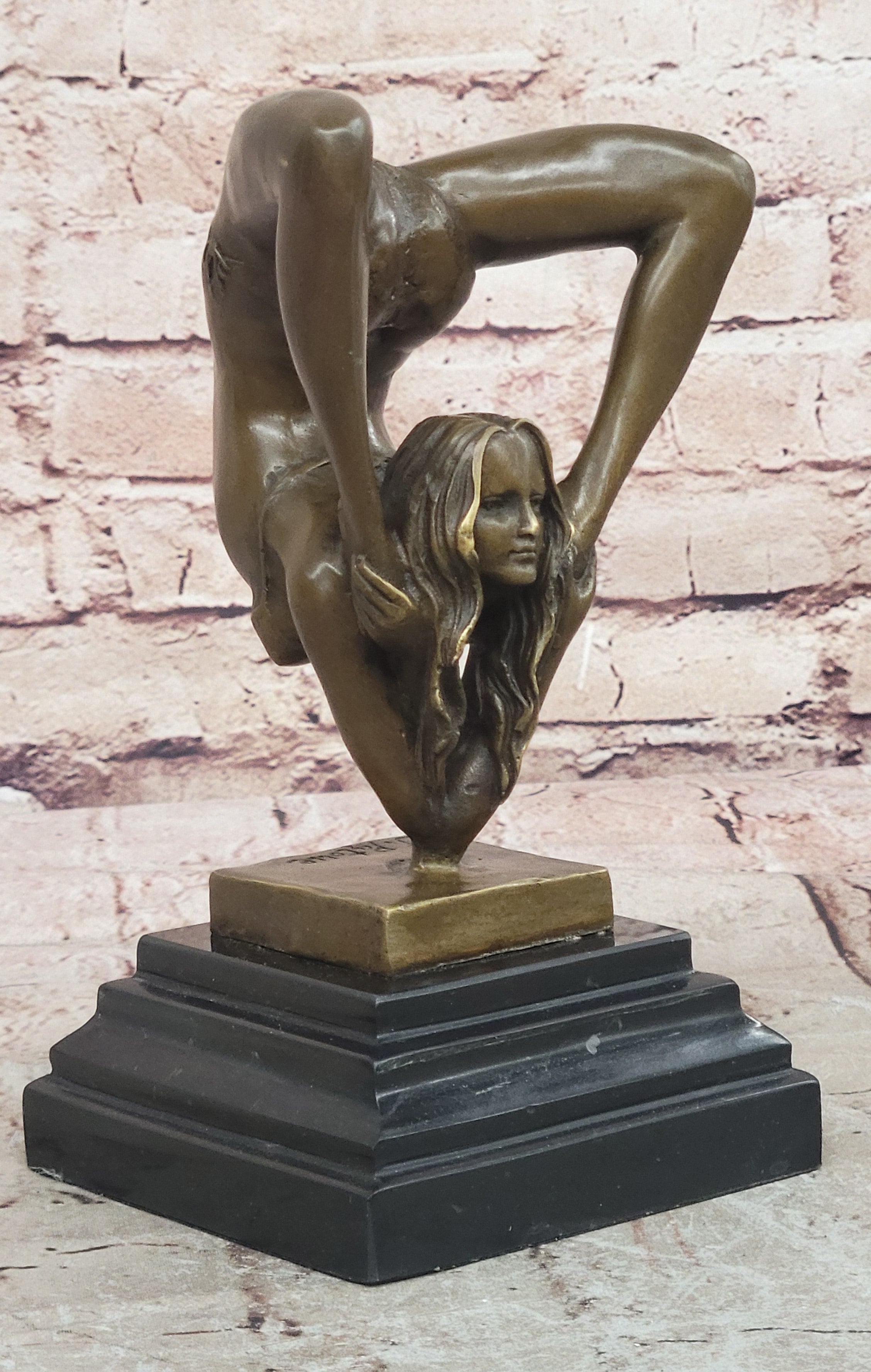 Handcrafted bronze sculpture SALE Agil Female Acrobat Nude Semi Original Signed