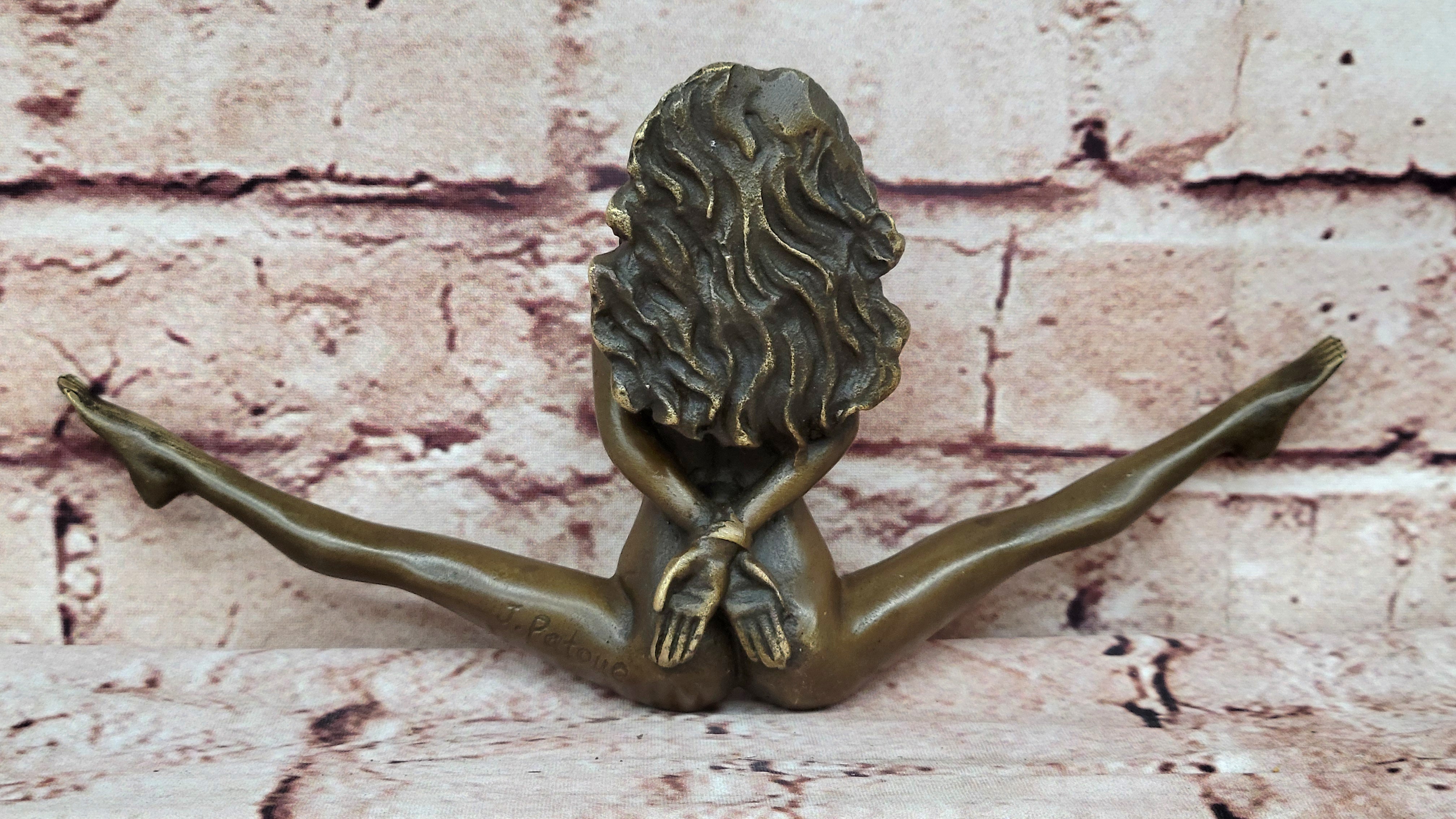 Sexy Girl Chantal - Artwork Nude -Bronze - Signed J. Patoue Sculpture Figurine