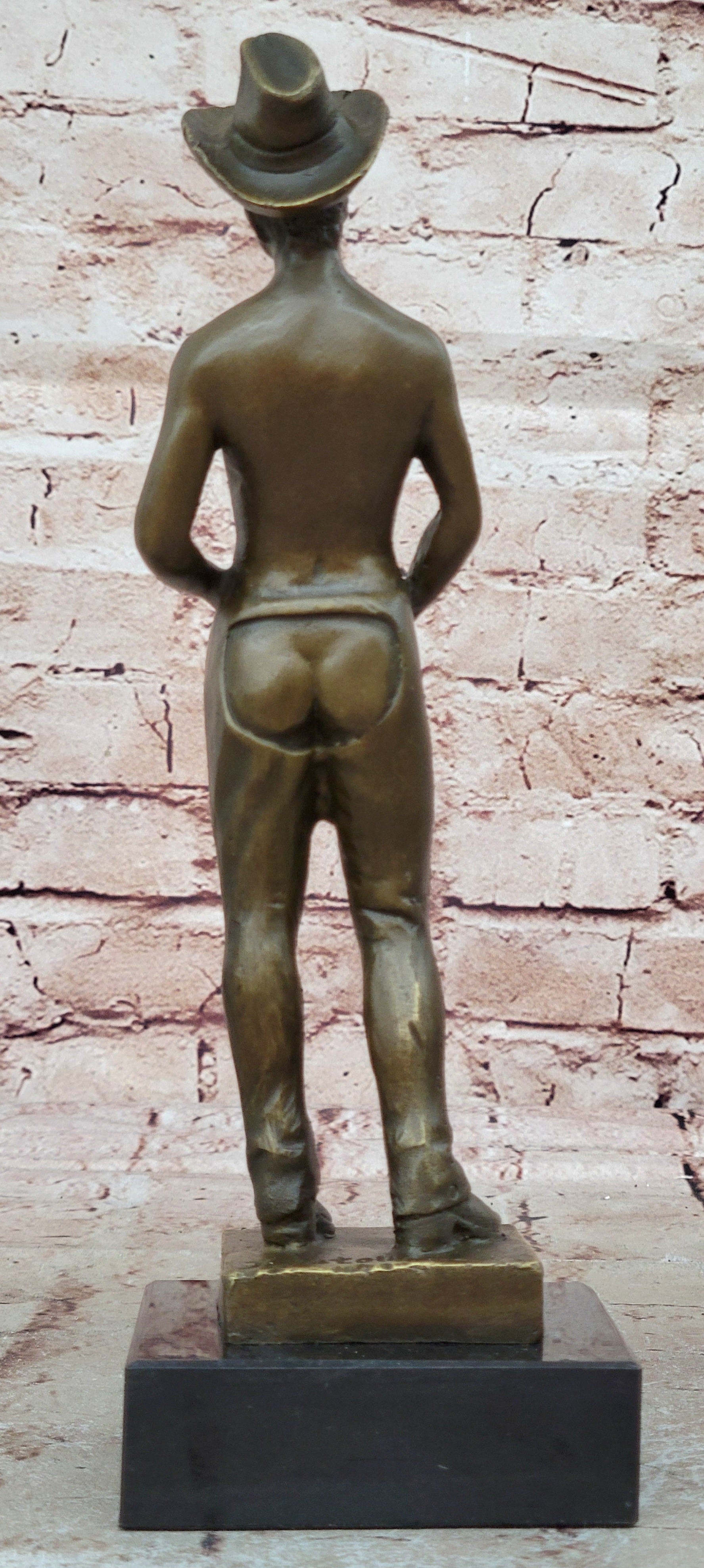 BRONZE SCULPTURE COWBOY NUDE ART MALE GAY DECO MARBLE STATUE EROTIC HOMOSEXUAL