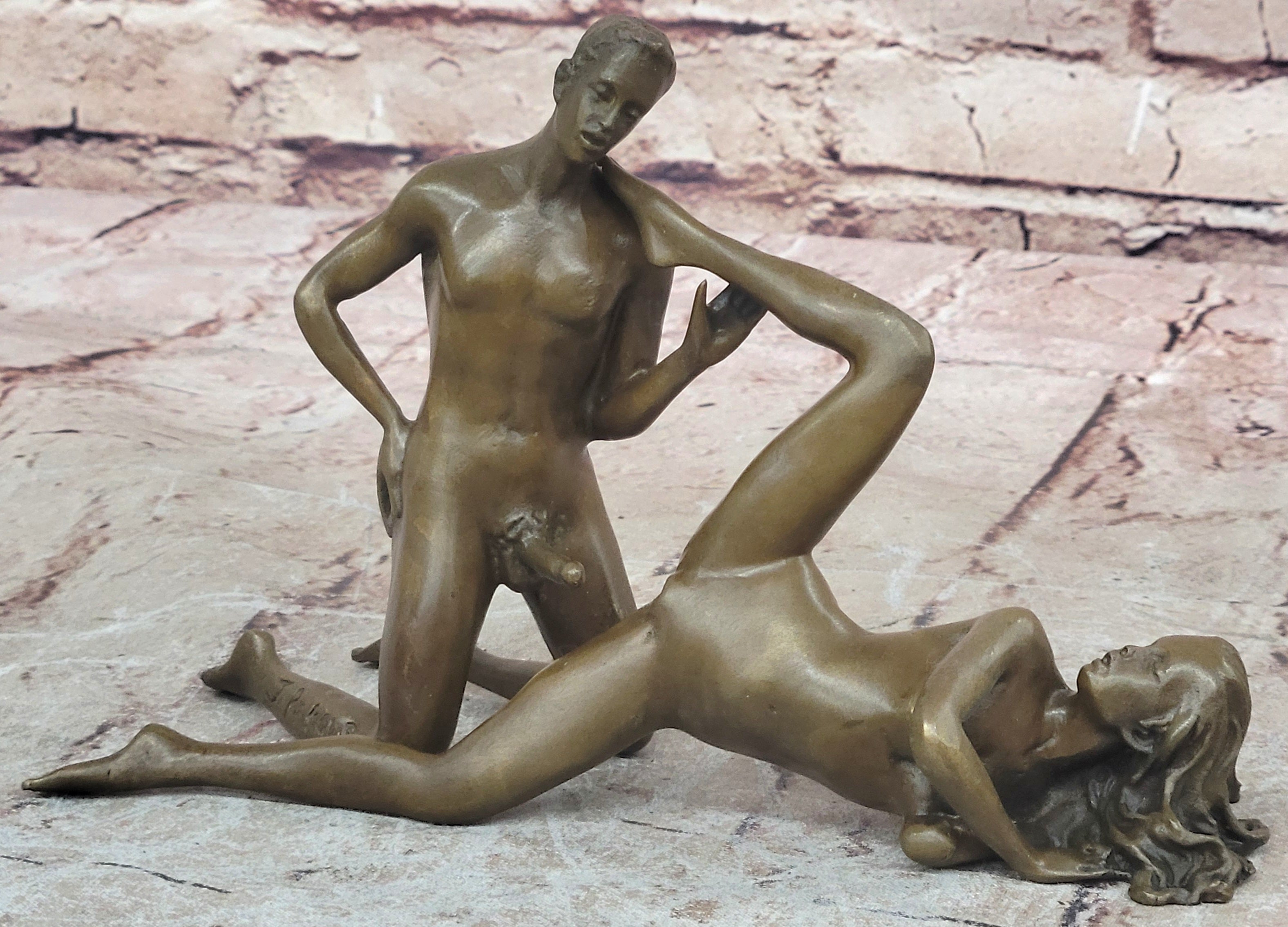 Bronze Sculpture Nude Man and Woman Art With Sculpture Statue Figurine Decor