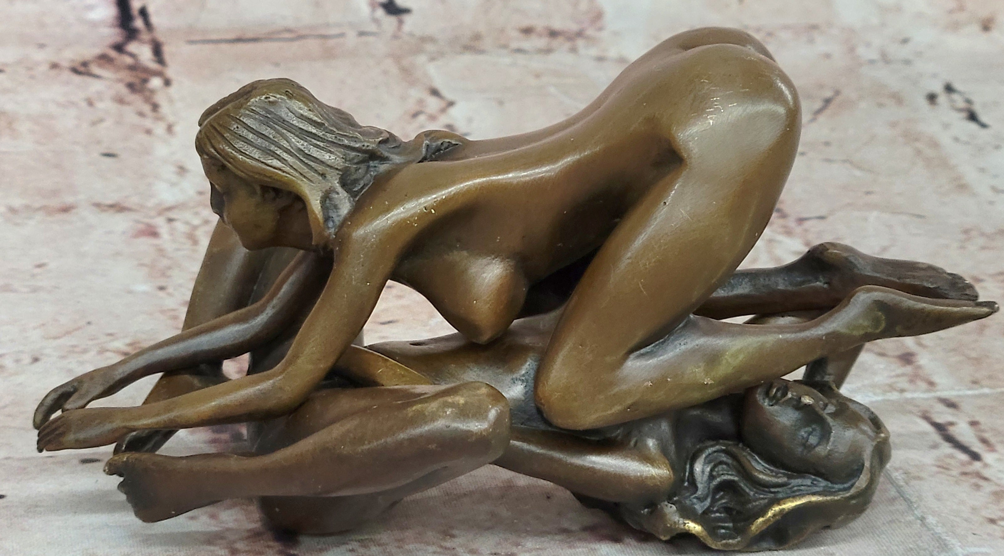 100% Real Bronze Jean Patoue re Nude Girls Lovers Couple Erotic Sexy Art