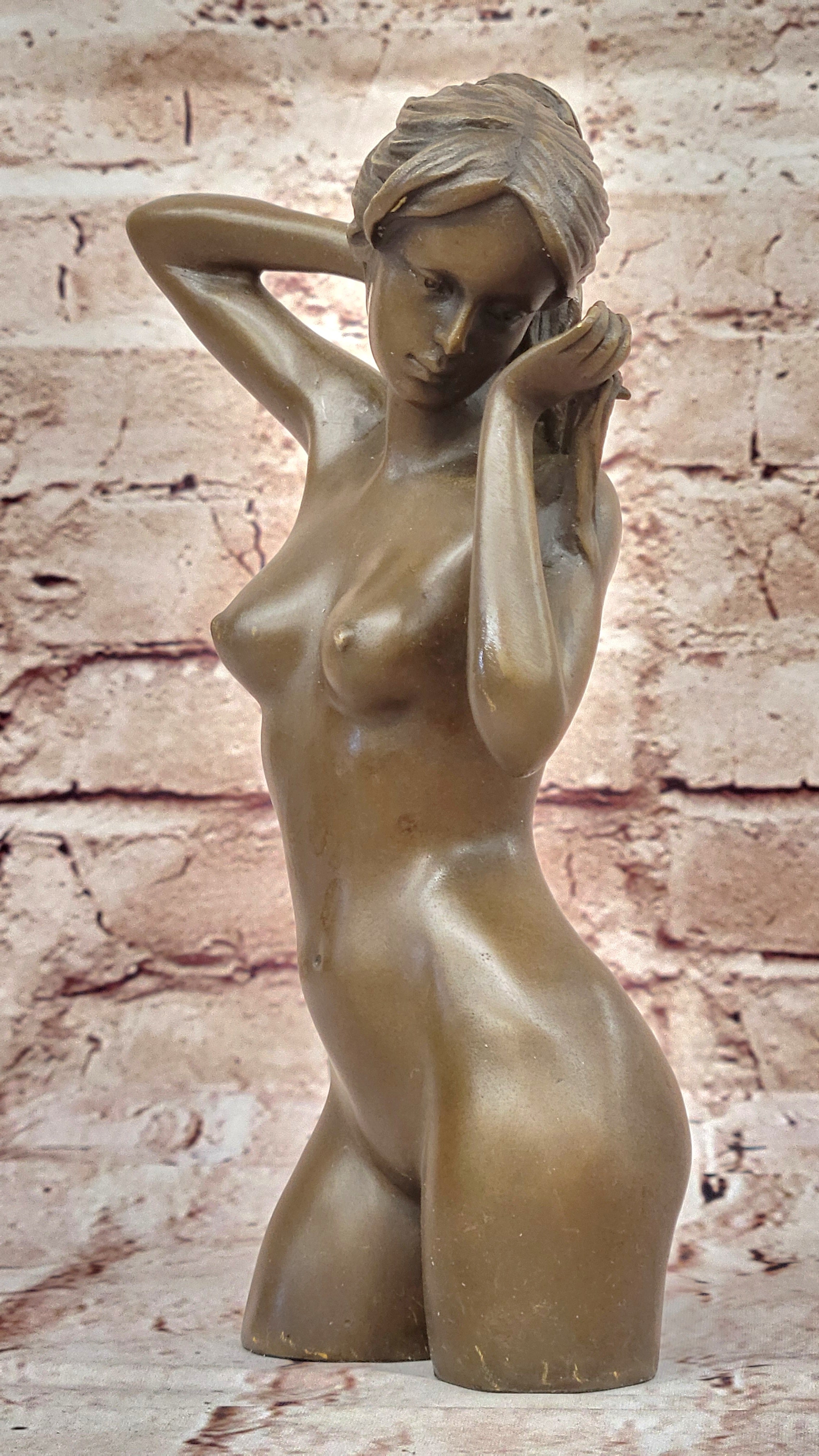 Handcrafted Nude Female Bronze Bust by Mario Nick: Artistic Home Office Decoration