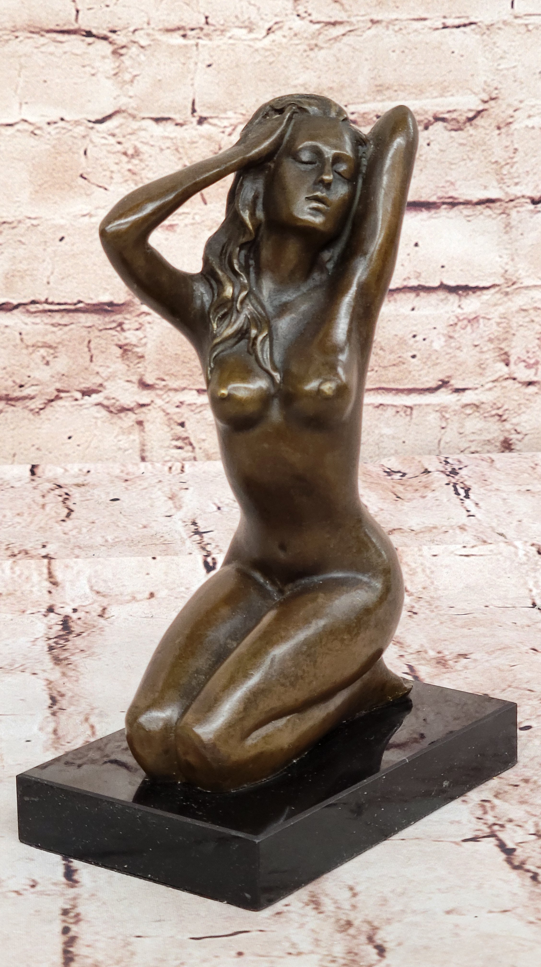 Handcrafted Sexy Nude Woman Bronze Sculpture Collectible Lost Wax Masterpiece Art