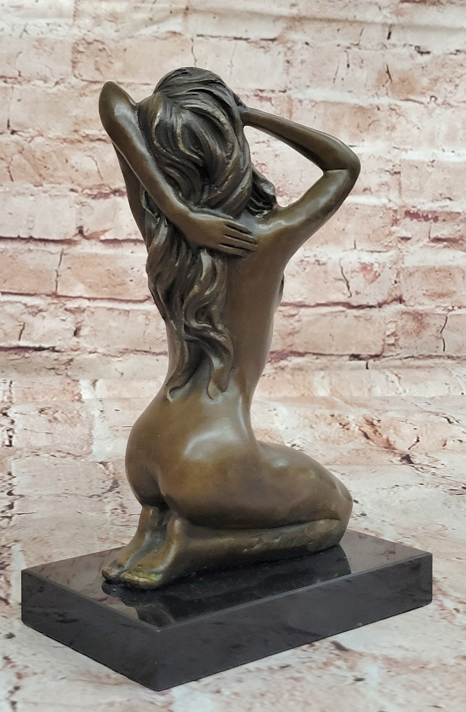 Handcrafted Sexy Nude Woman Bronze Sculpture Collectible Lost Wax Masterpiece Art