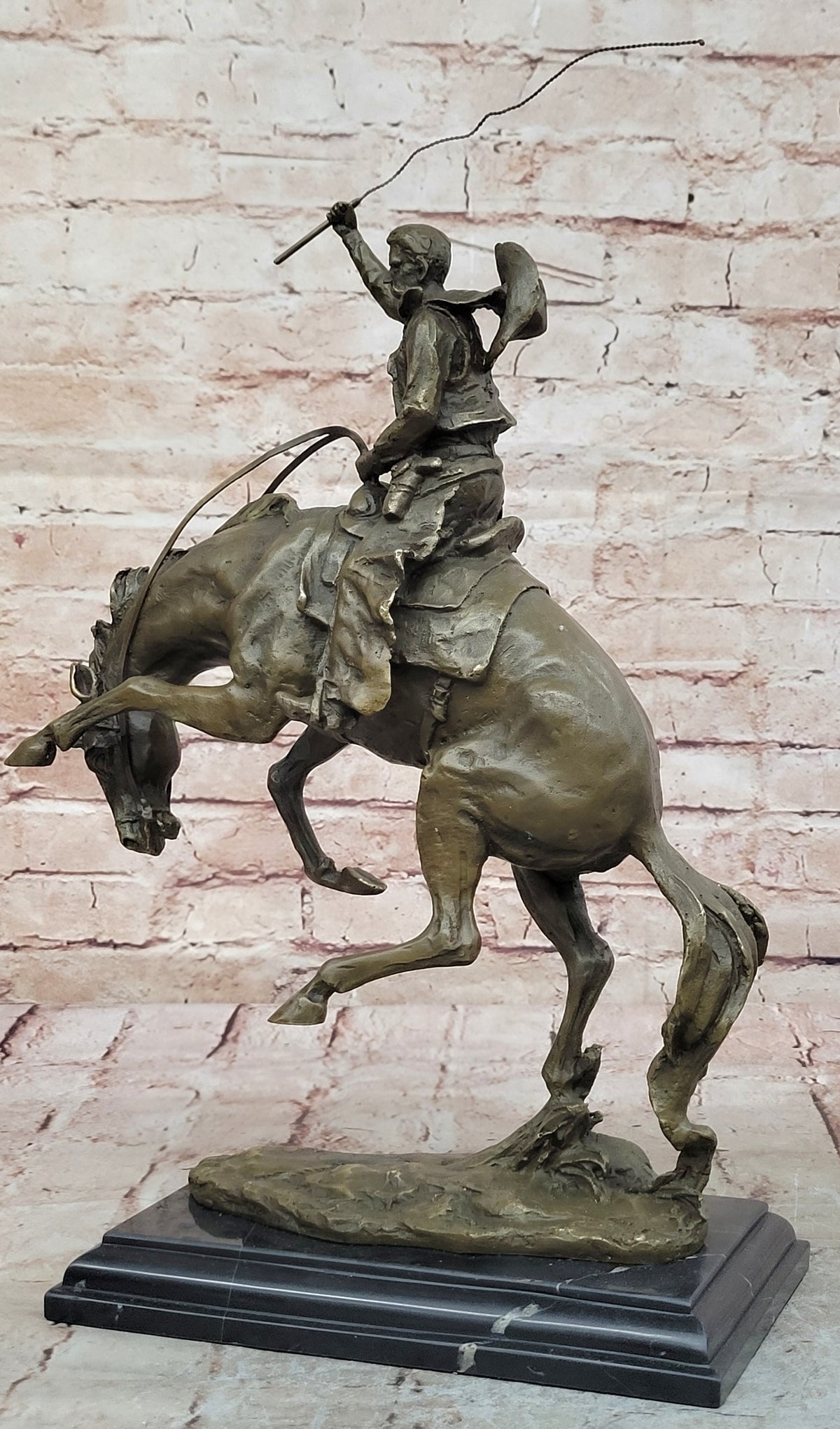 Bronze Sculpture Hot Cast Bronco Buster White House Display by Remington Figure