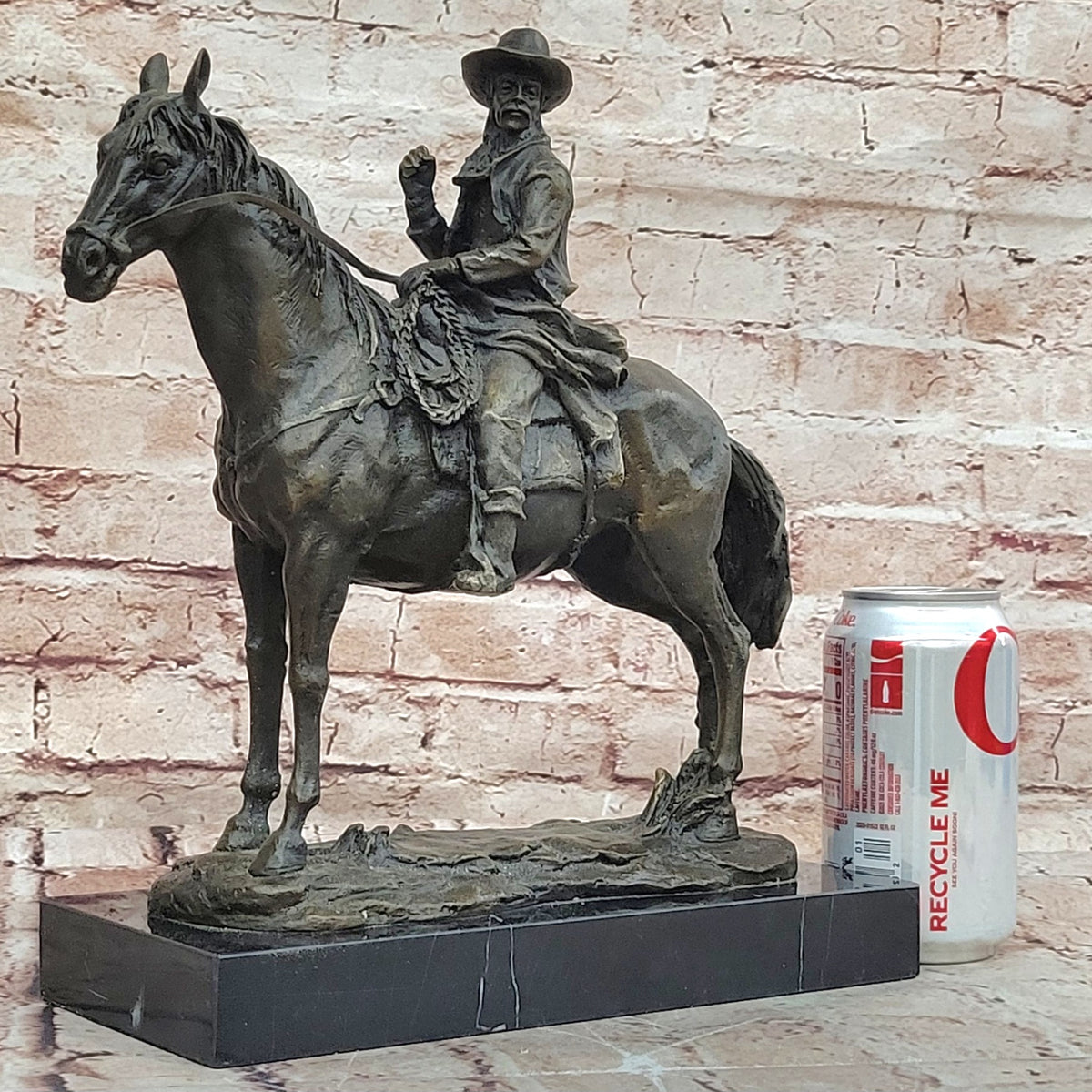 Signed Western Cowboy with Gorgeous Horse Bronze Statue Art Decor Wild West