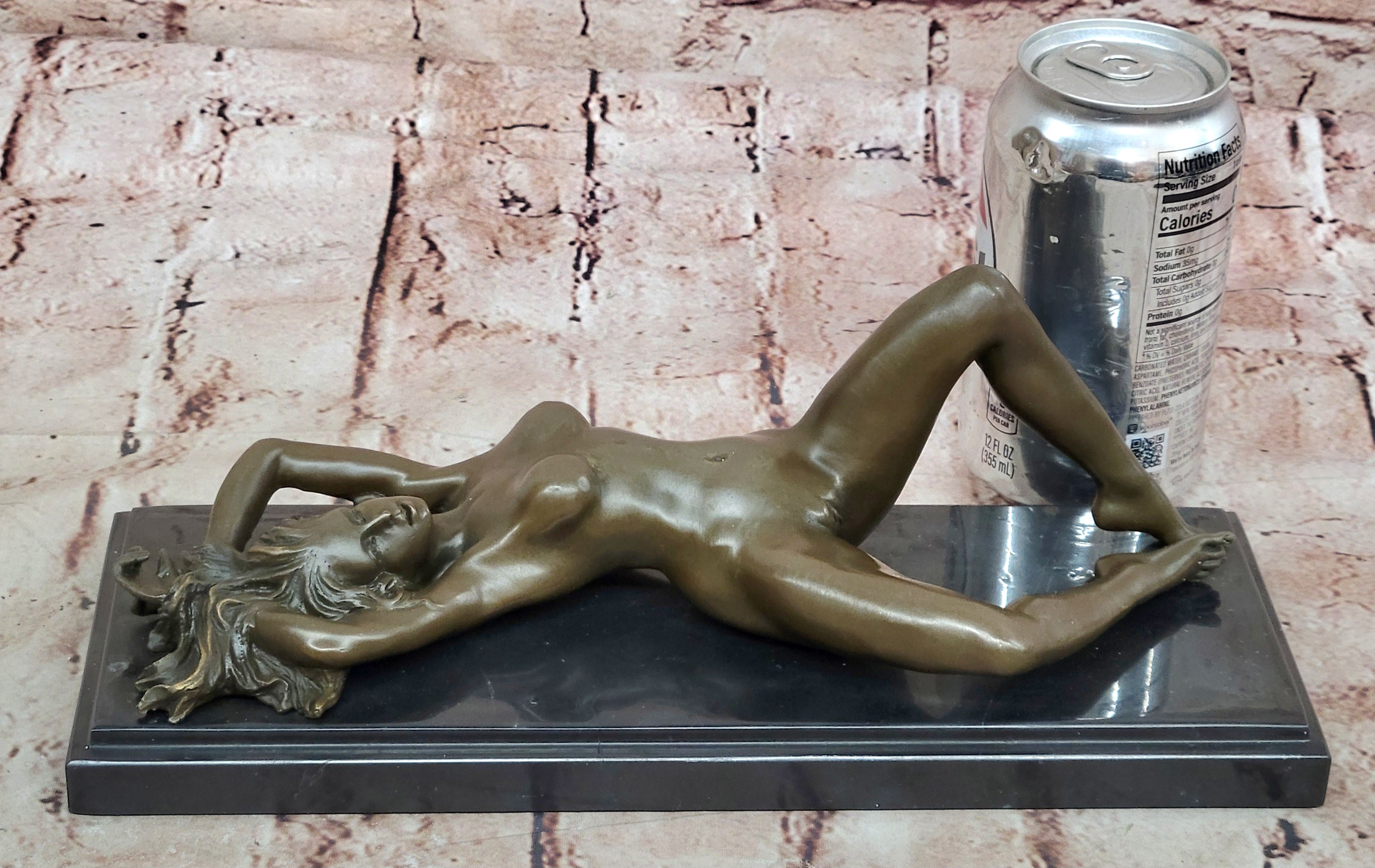 Bronze Sculpture Nude Naked Female on her Back Masterpiece Marble Figurine Decor