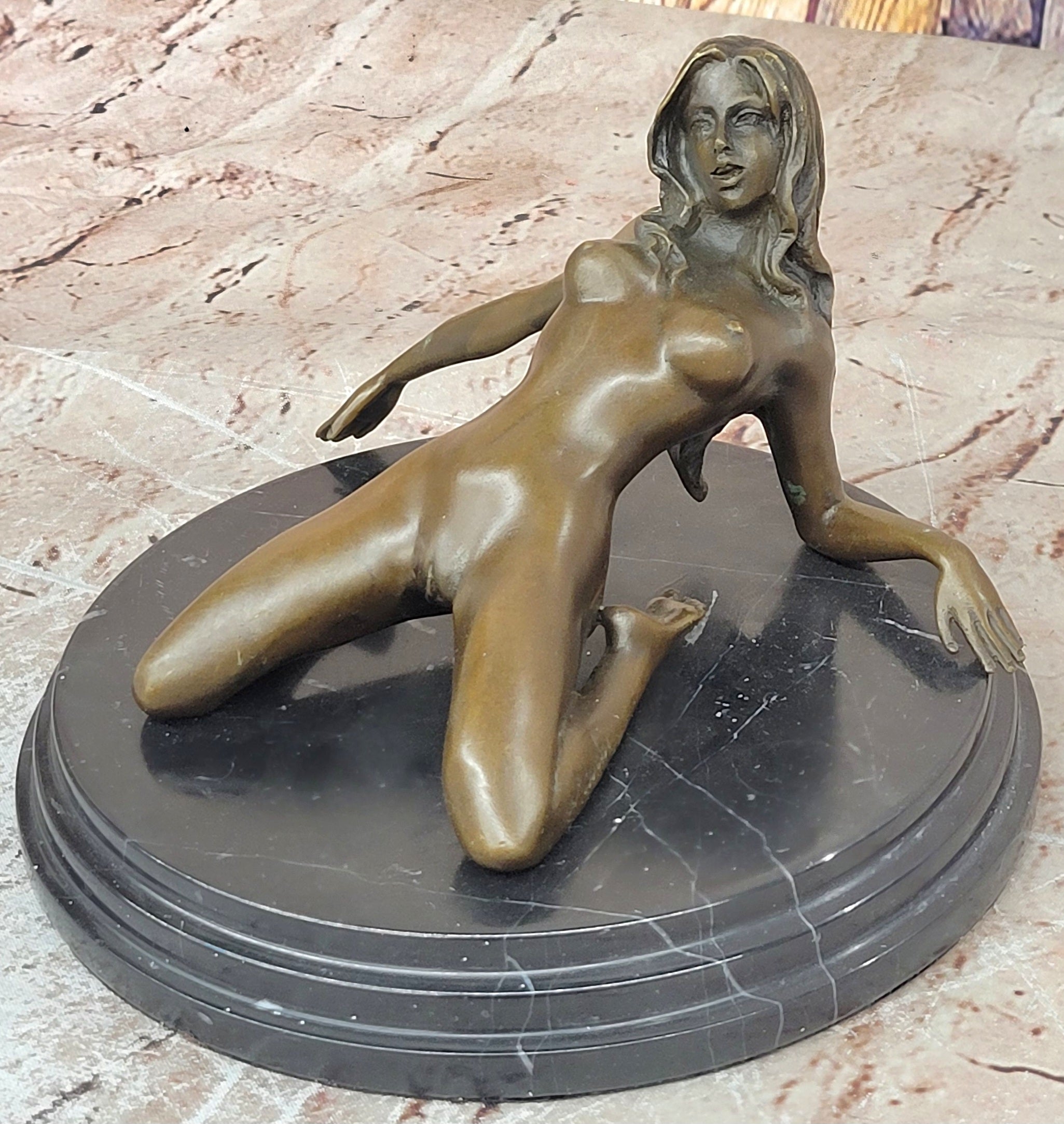 Handcrafted Sexy Nude Woman Bronze Sculpture Collectible Lost Wax Figurine Sale