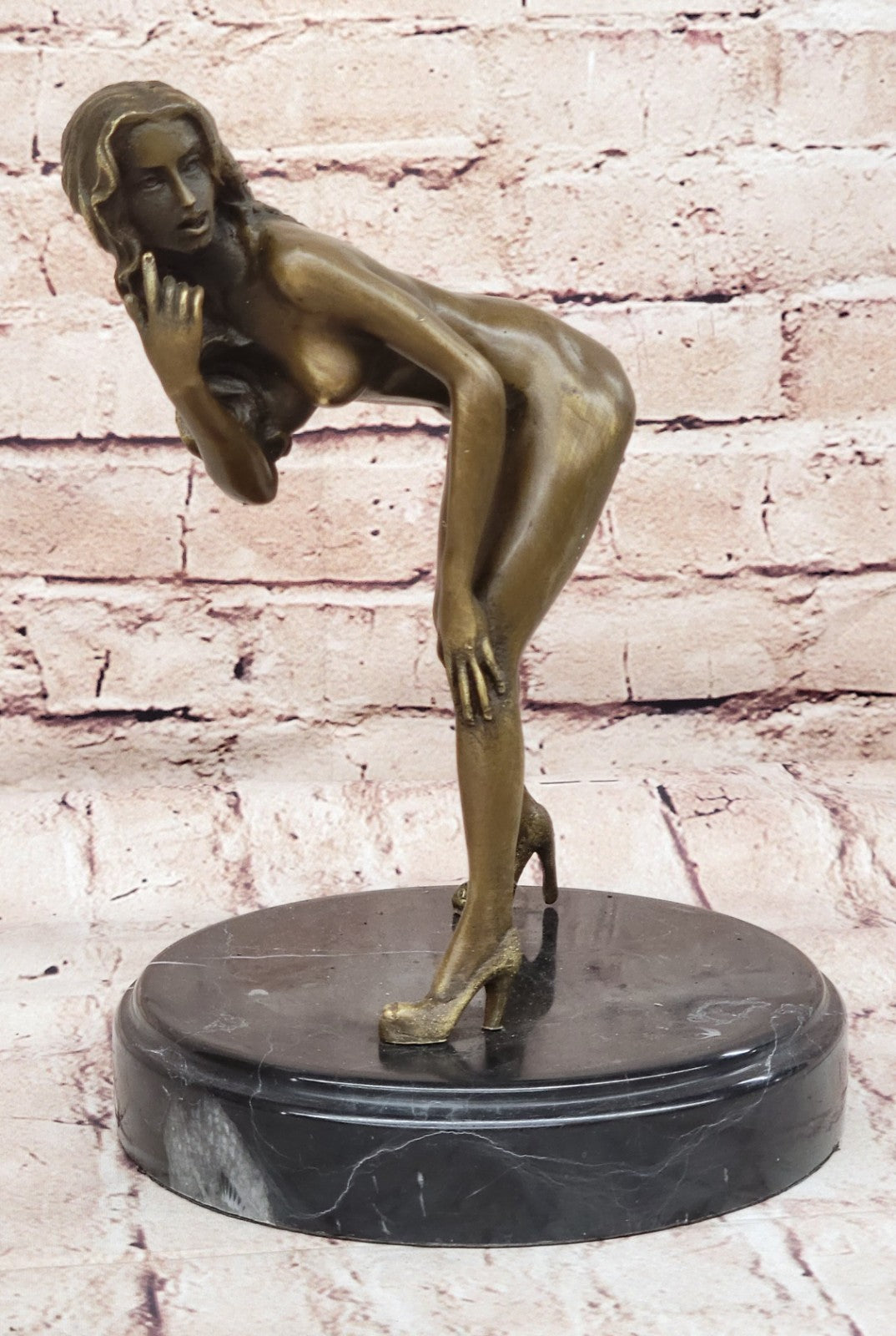 Signed High Quality Mavchi Art Deco Bronze Nude Girl Plinth Statue Sale Deal Art
