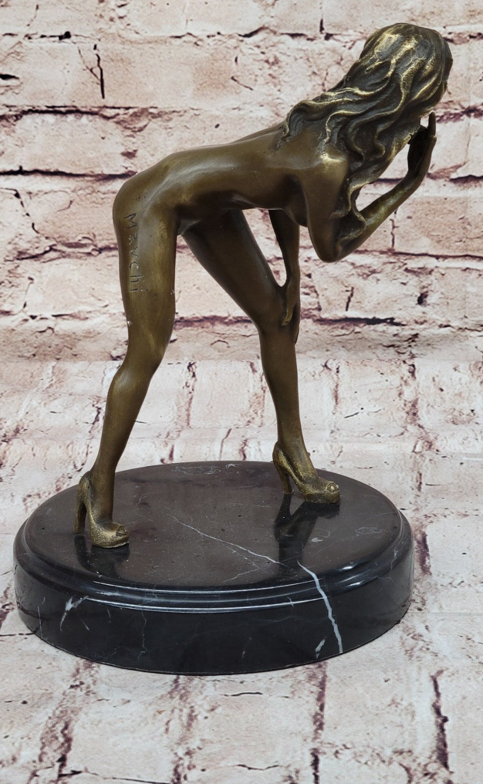 Signed High Quality Mavchi Art Deco Bronze Nude Girl Plinth Statue Sale Deal Art