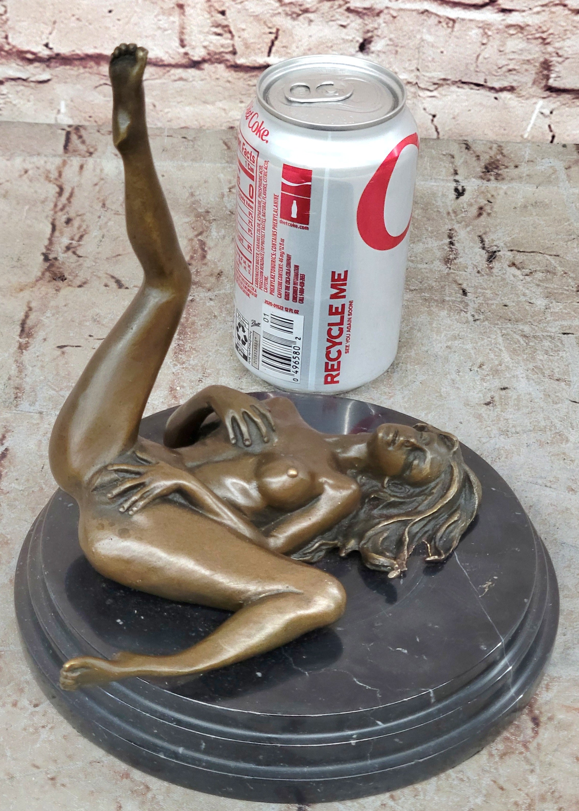 Handcrafted Collectible Erotic Nude Woman Bronze Artwork Figurine Figure Decor