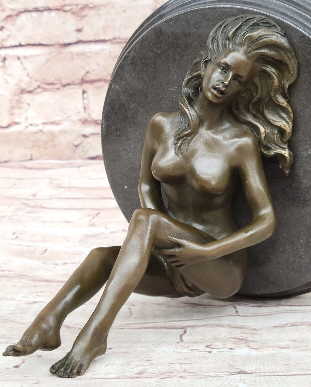 Western Art Deco Sculpture Nude Woman Girl Signed Bronze statue Figurine Figure