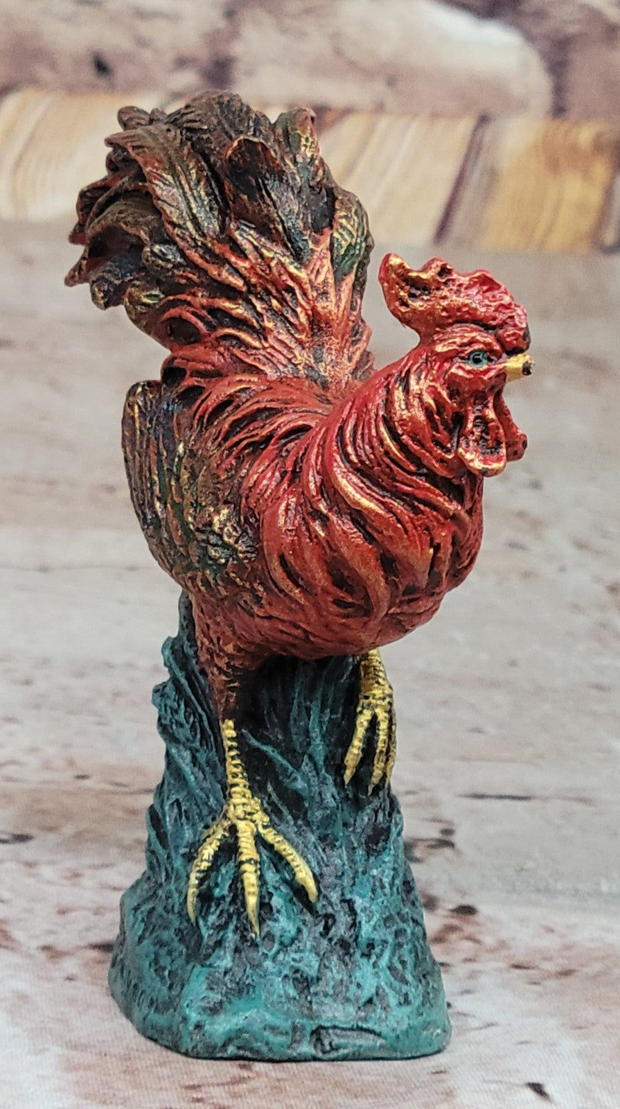Art Deco Signed Bergman Rooster Farm/Home Decoration Bronze Sculpture Art