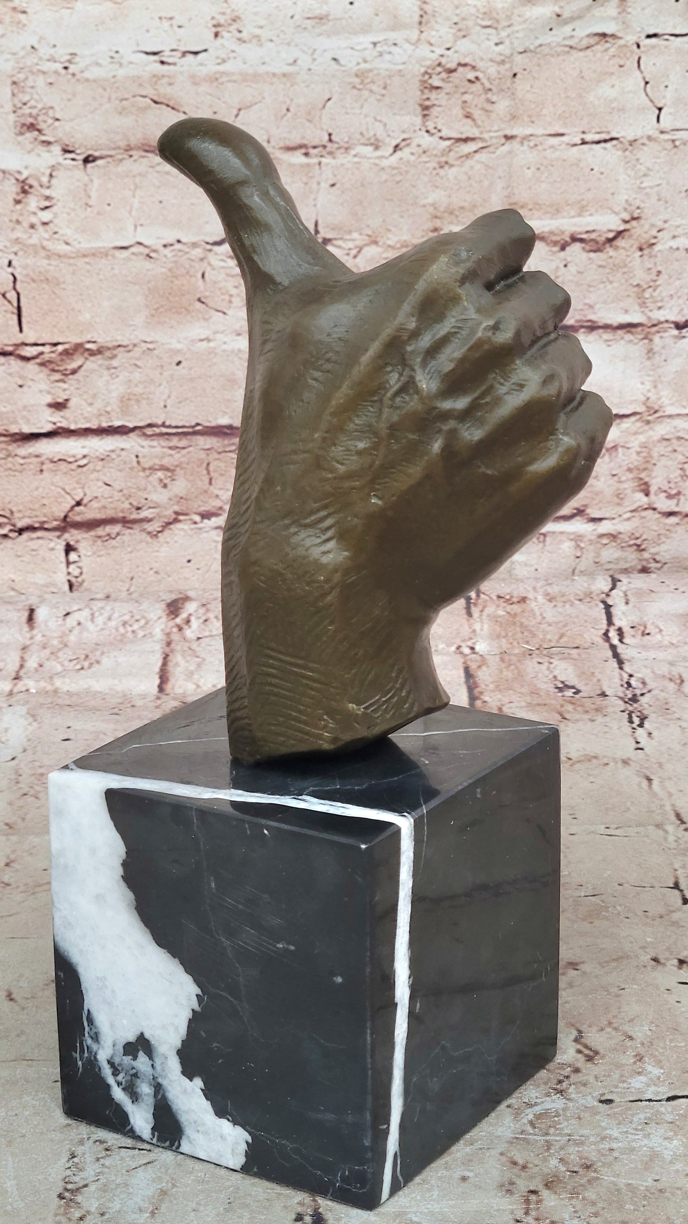 Thumbs Up Industrial Loft Decorative Brass Hand Sculpture Home Office Décor