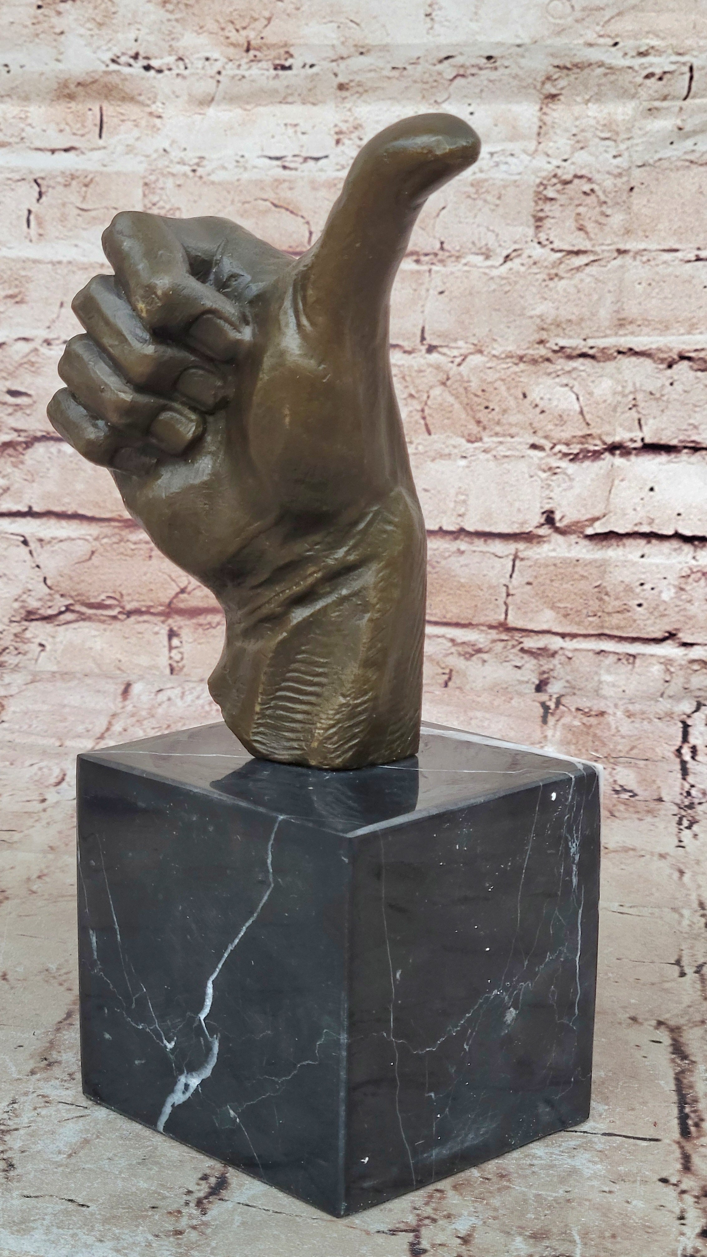 Thumbs Up Industrial Loft Decorative Brass Hand Sculpture Home Office Décor