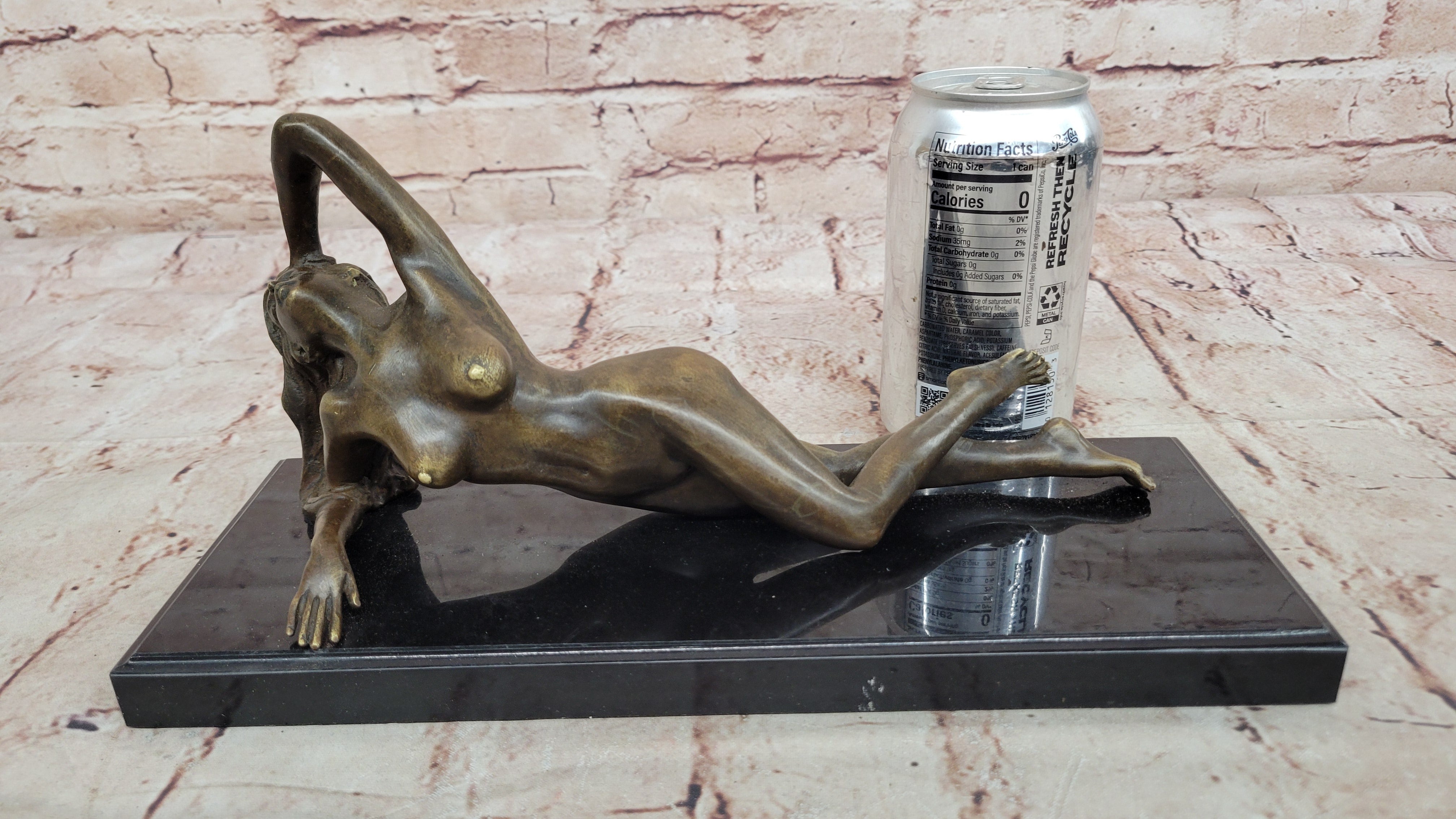 Bronze nude Statue "The Nymph Stripper" Figurine Lost Wax Casting Marble Base