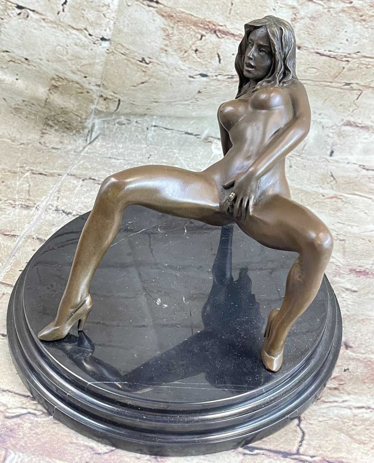 Handcrafted Collectible Nude Naked Erotic Woman Bronze Sculpture Statue Figure