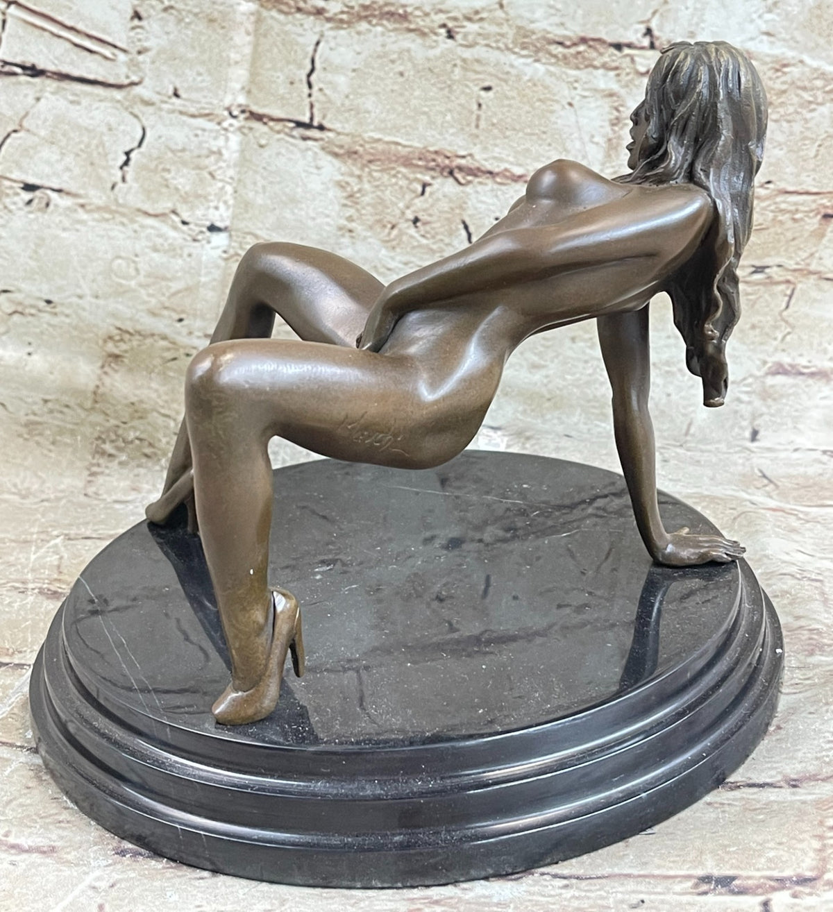 Handcrafted Collectible Nude Naked Erotic Woman Bronze Sculpture Statue Figure