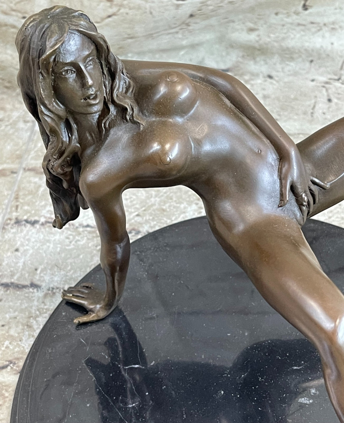 Handcrafted Collectible Nude Naked Erotic Woman Bronze Sculpture Statue Figure