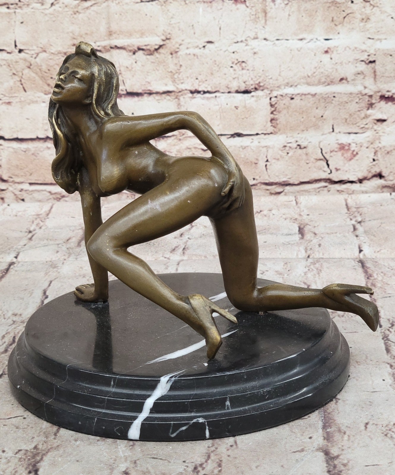 Signed Erotic Girl HotCast Nude Solid Bronze Collector Edition Statue Sculpture